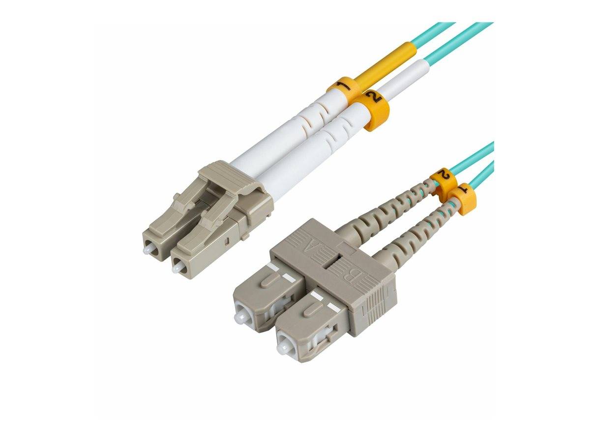 MicroConnect LC/UPC-SC/UPC 5m OM3 MM Duplex LSZH, OD: 2mm, 0.3dB Aqua