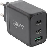 INLINE - USB PD Netzteil - GaN Ladegerät - 3-Port - Dual USB-C + USB-A - 65W - schwarz