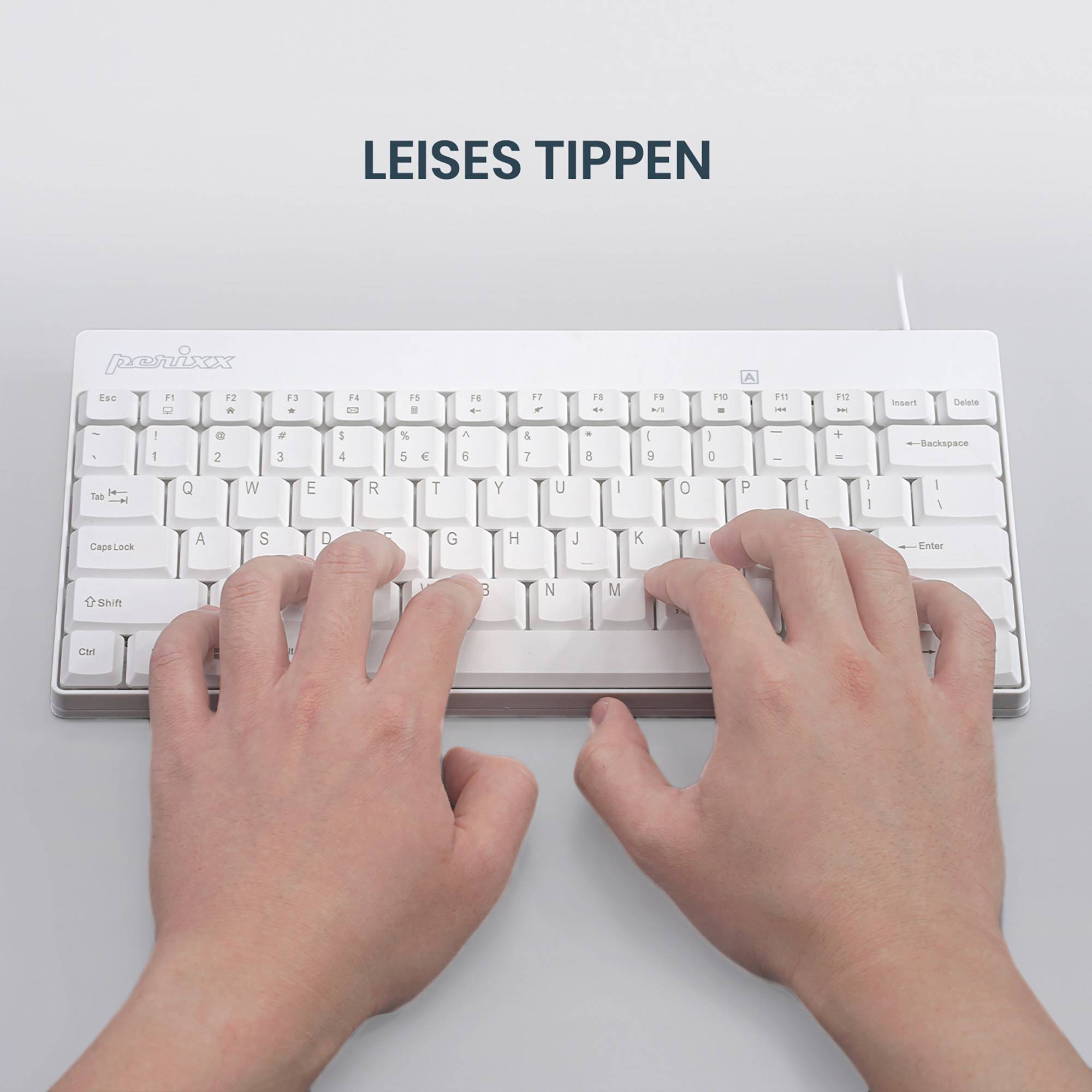 Perixx PERIDUO-212 DE, Mini USB-Tastatur und Maus Set, weiß