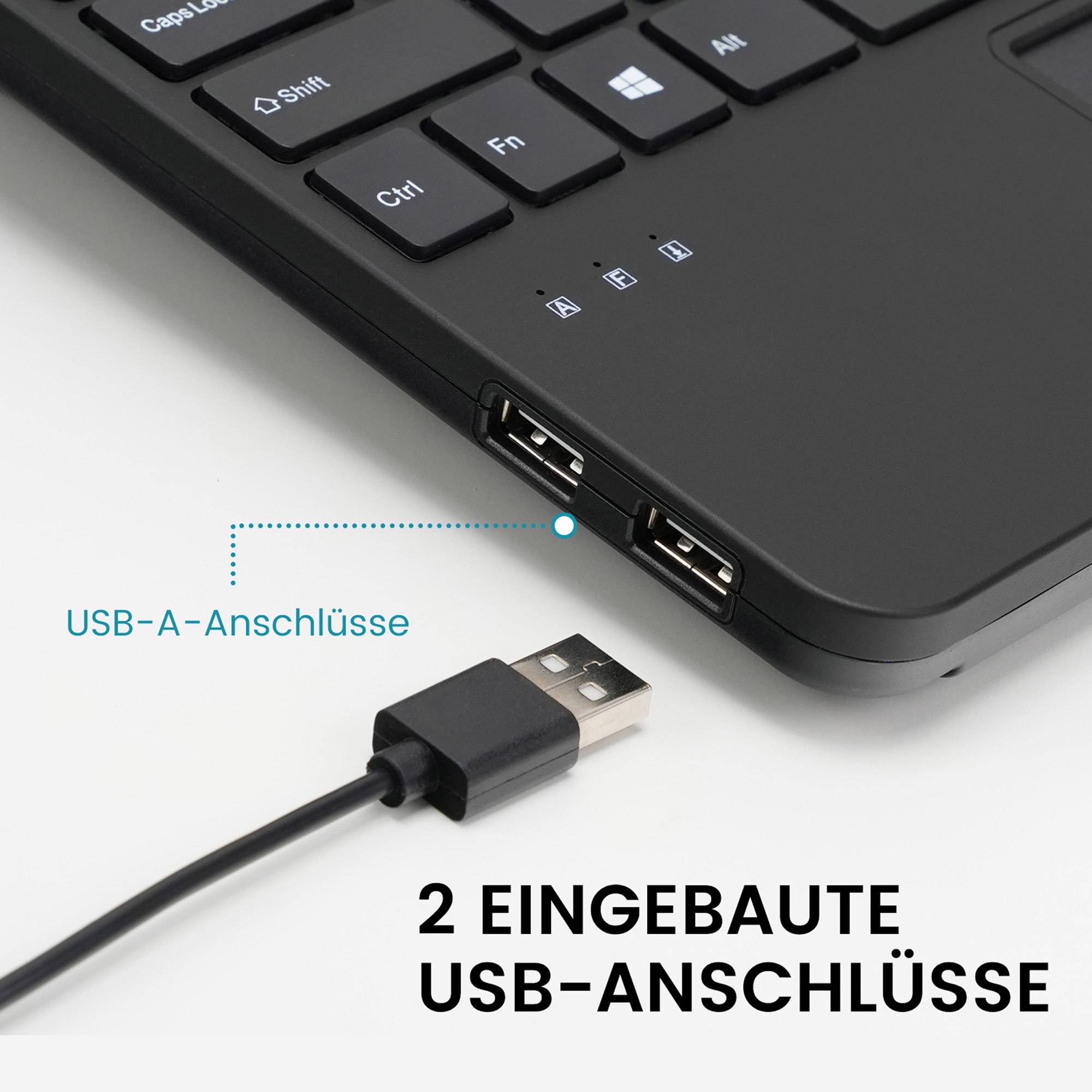 Perixx PERIBOARD-525 DE B, Mini-USB-Tastatur mit Touchpad, schwarz