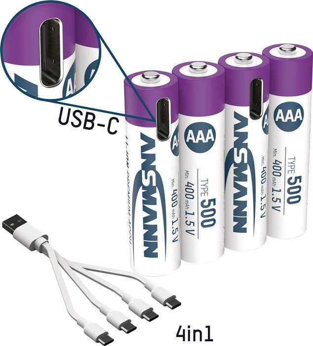 ANSMANN 1311-0028 Li-Ion Akkus Micro AAA Typ 500