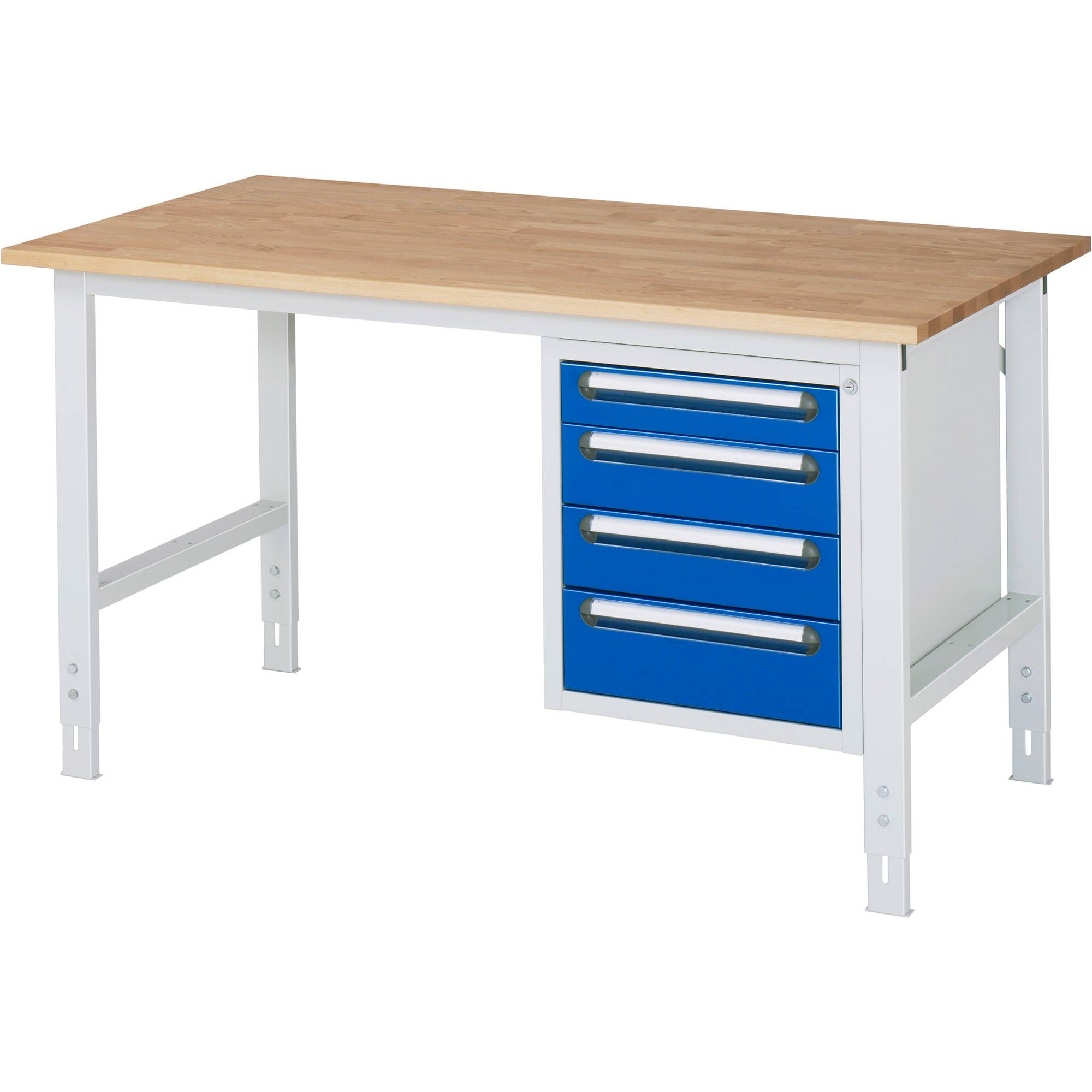 Arbeitstisch mit Schubladenschrank Unterbau-Container mit 4 Schubladen 1 x 90 2 x 120 1 x 140 mm BxT 1500 x 800