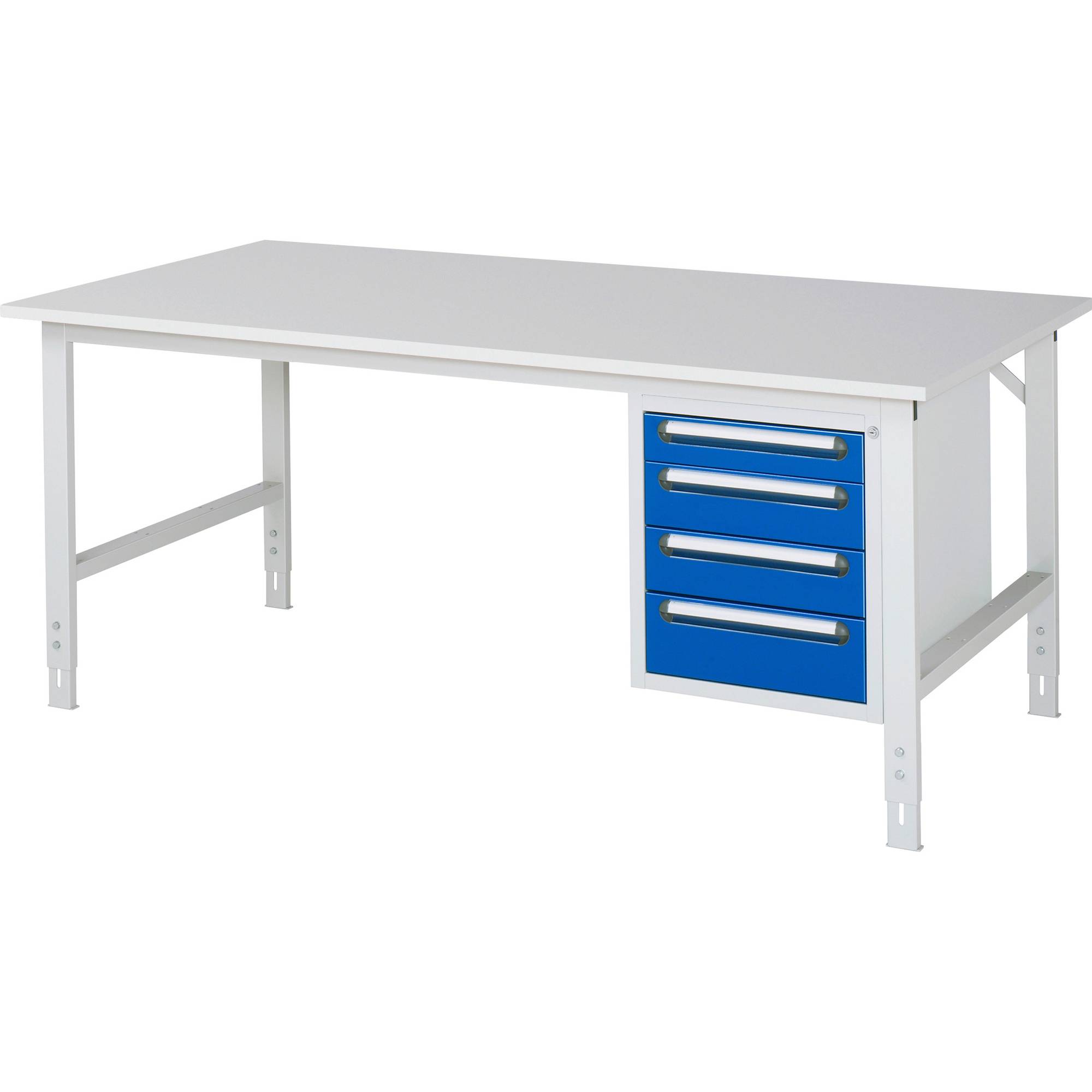 Arbeitstisch mit Schubladenschrank Unterbau-Container mit 4 Schubladen 1 x 90 2 x 120 1 x 140 mm BxT 2000 x