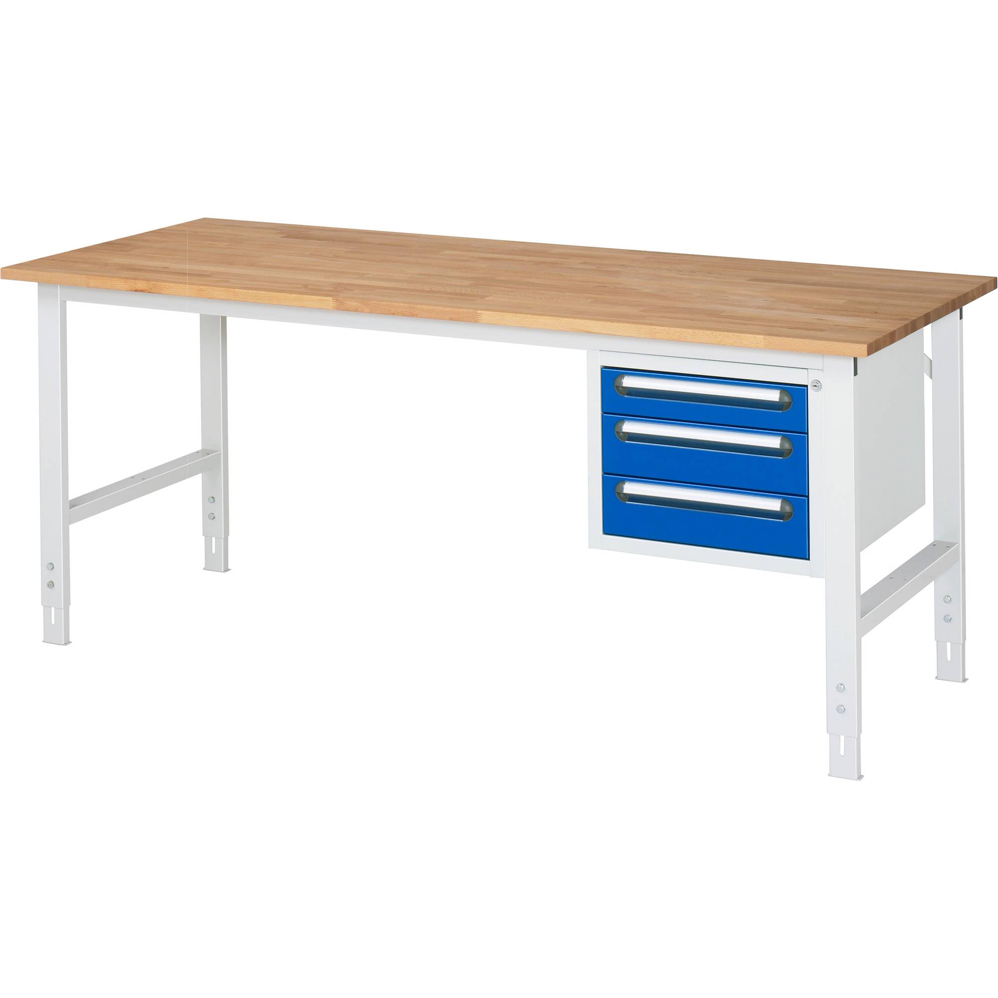 Arbeitstisch mit Schubladenschrank Unterbau-Container mit 3 Schubladen 1 x 90 2 x 120 mm BxT 2000 x 800 mm