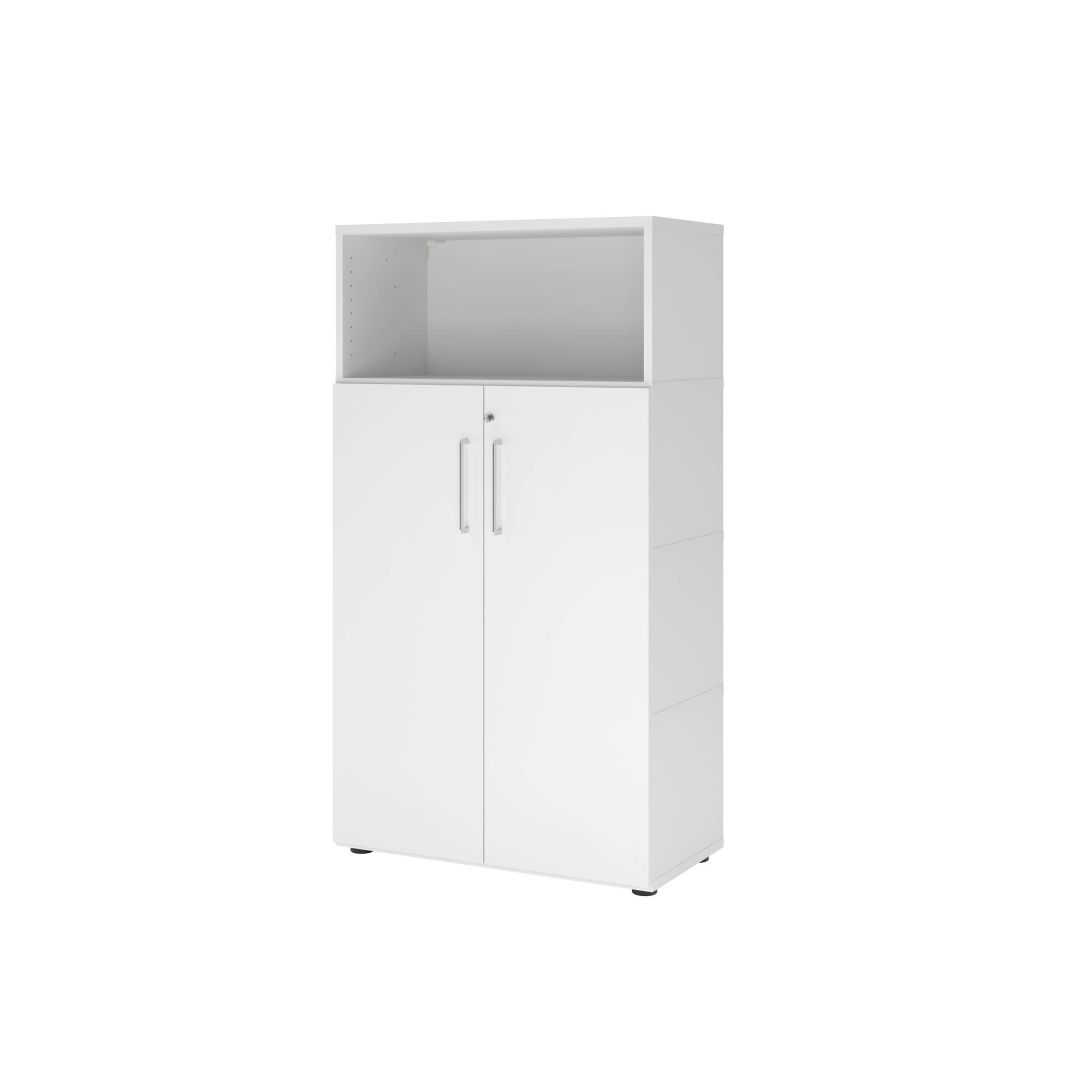 Regal FlexWall 4OH Türen weiß/weiß