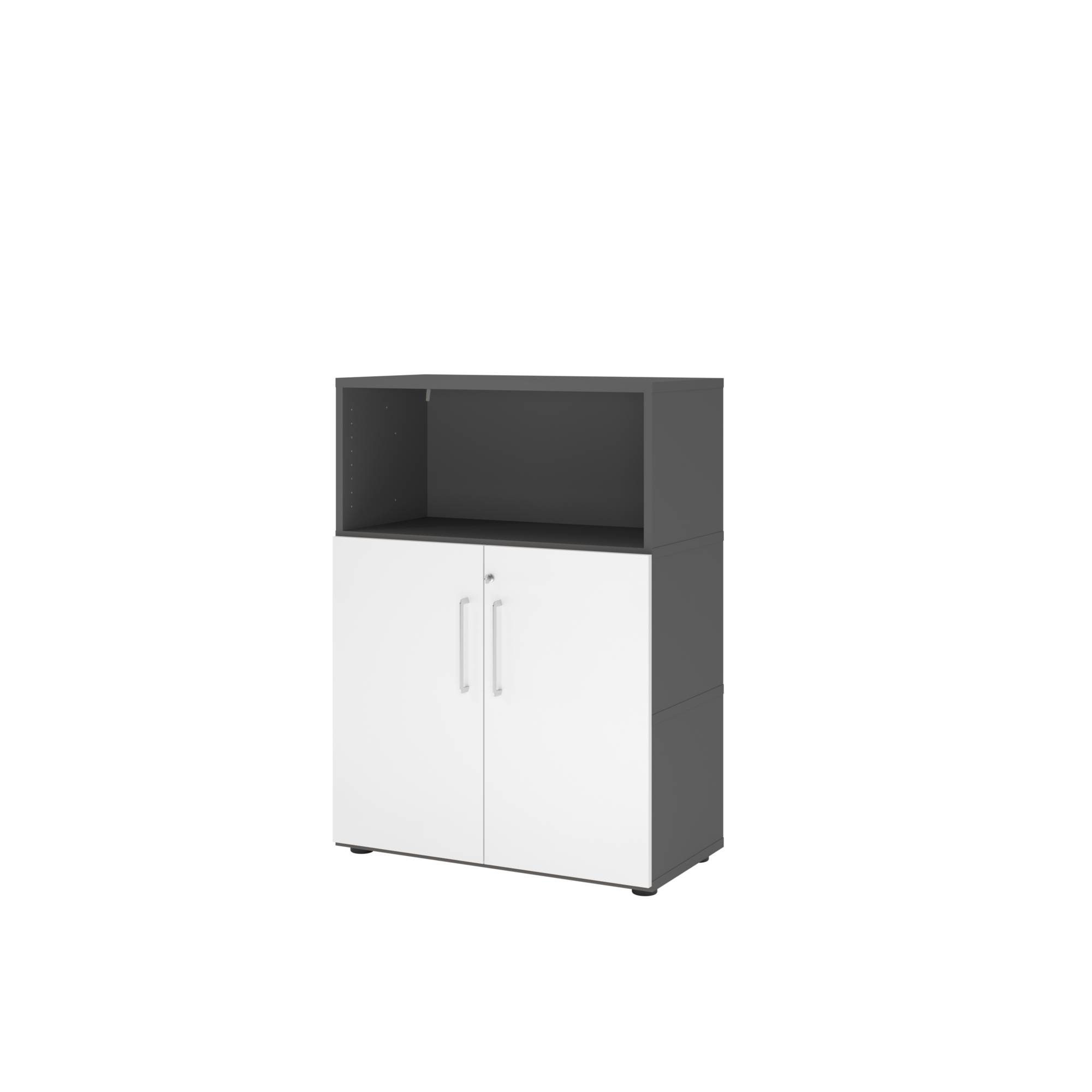 Regal FlexWall 3OH Türen graphit/weiß