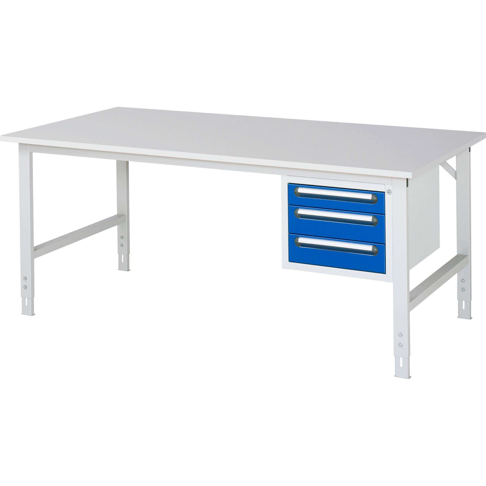 Arbeitstisch mit Schubladenschrank Unterbau-Container mit 3 Schubladen 1 x 90 2 x 120 mm BxT 2000 x 1000 mm