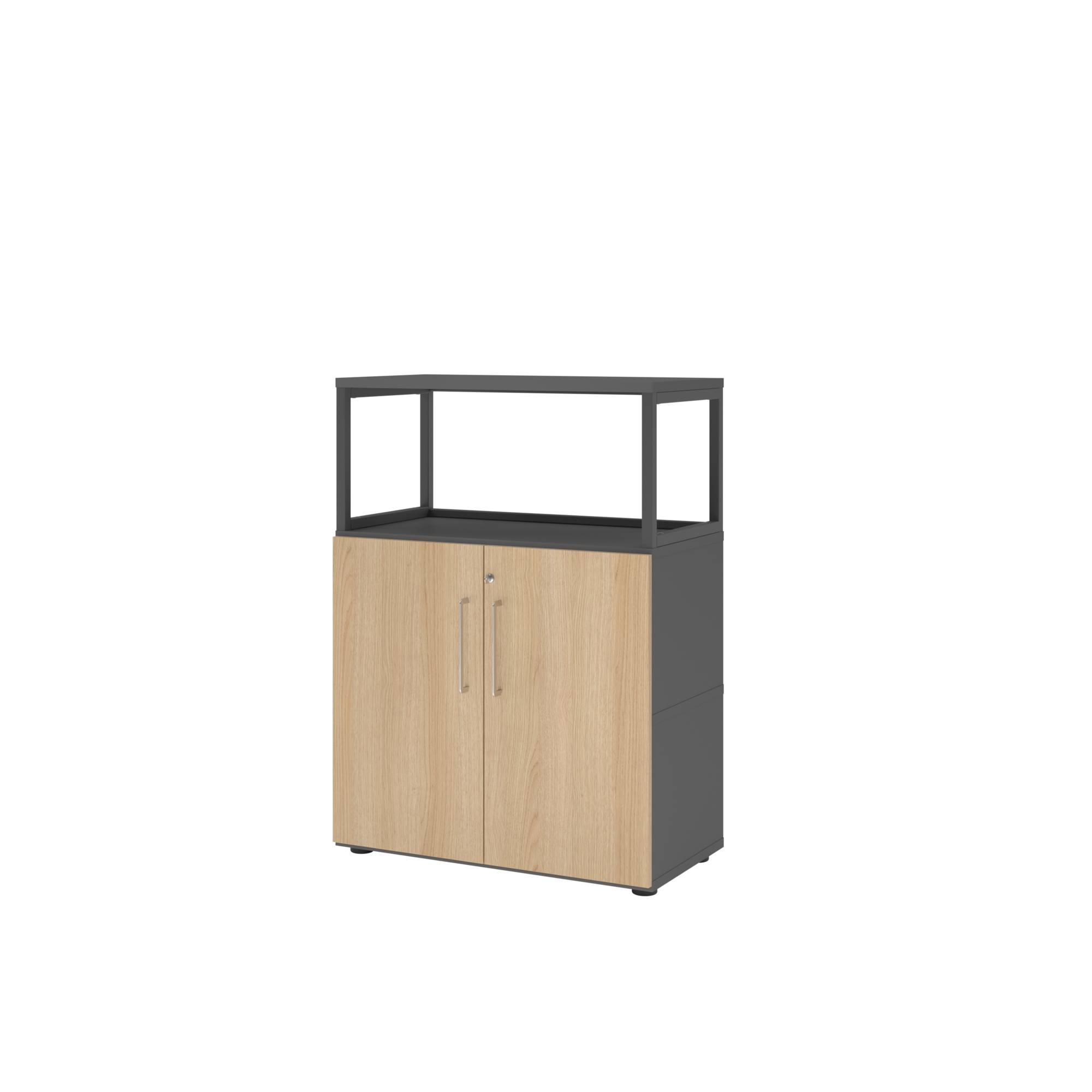Regal FlexWall Türen 3OH 1offen graphit/eiche