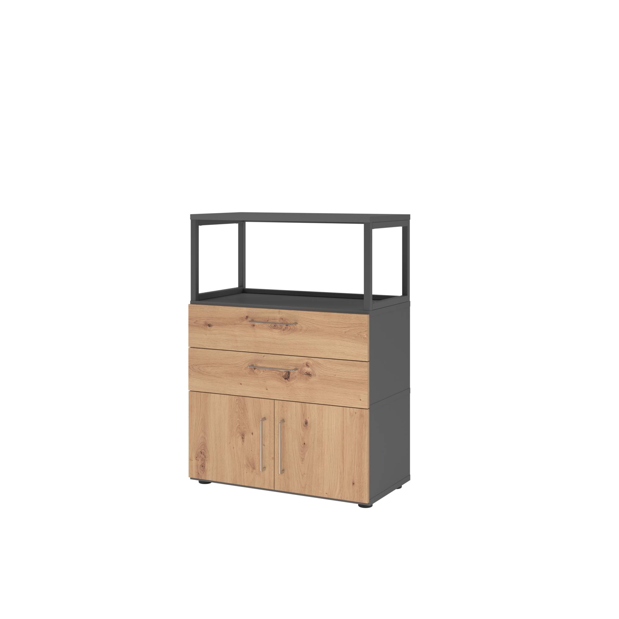 Schrank FlexWall 3OH 1offen graphit/asteiche