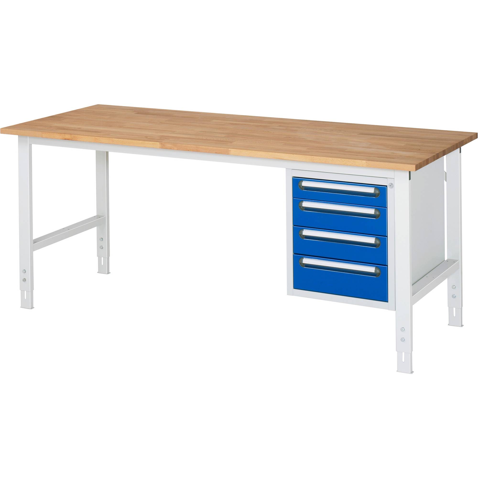 Arbeitstisch mit Schubladenschrank Unterbau-Container mit 4 Schubladen 1 x 90 2 x 120 1 x 140 mm BxT 2000 x 800
