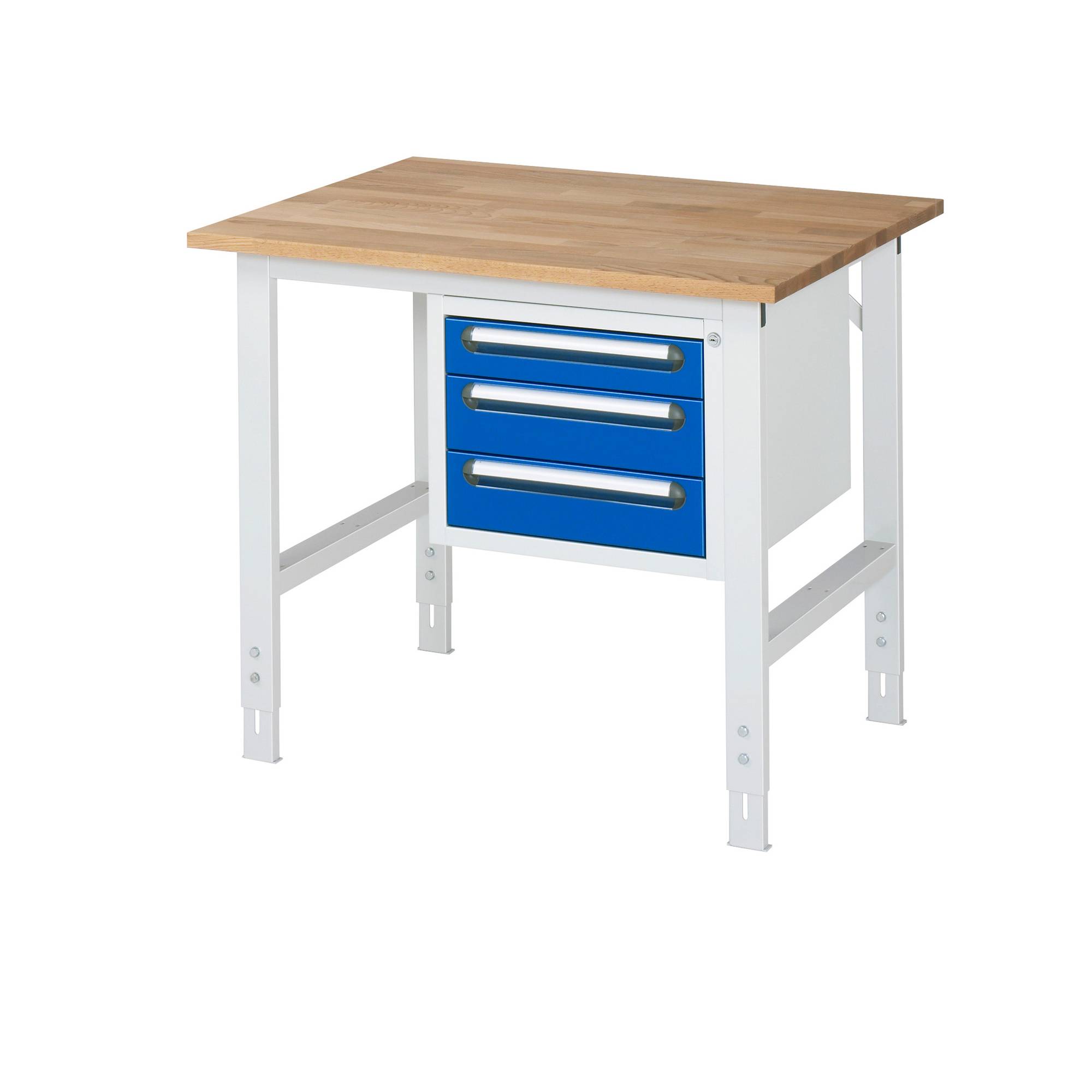 Arbeitstisch mit Schubladenschrank Unterbau-Container mit 3 Schubladen 1 x 90 2 x 120 mm BxT 1000 x 800 mm