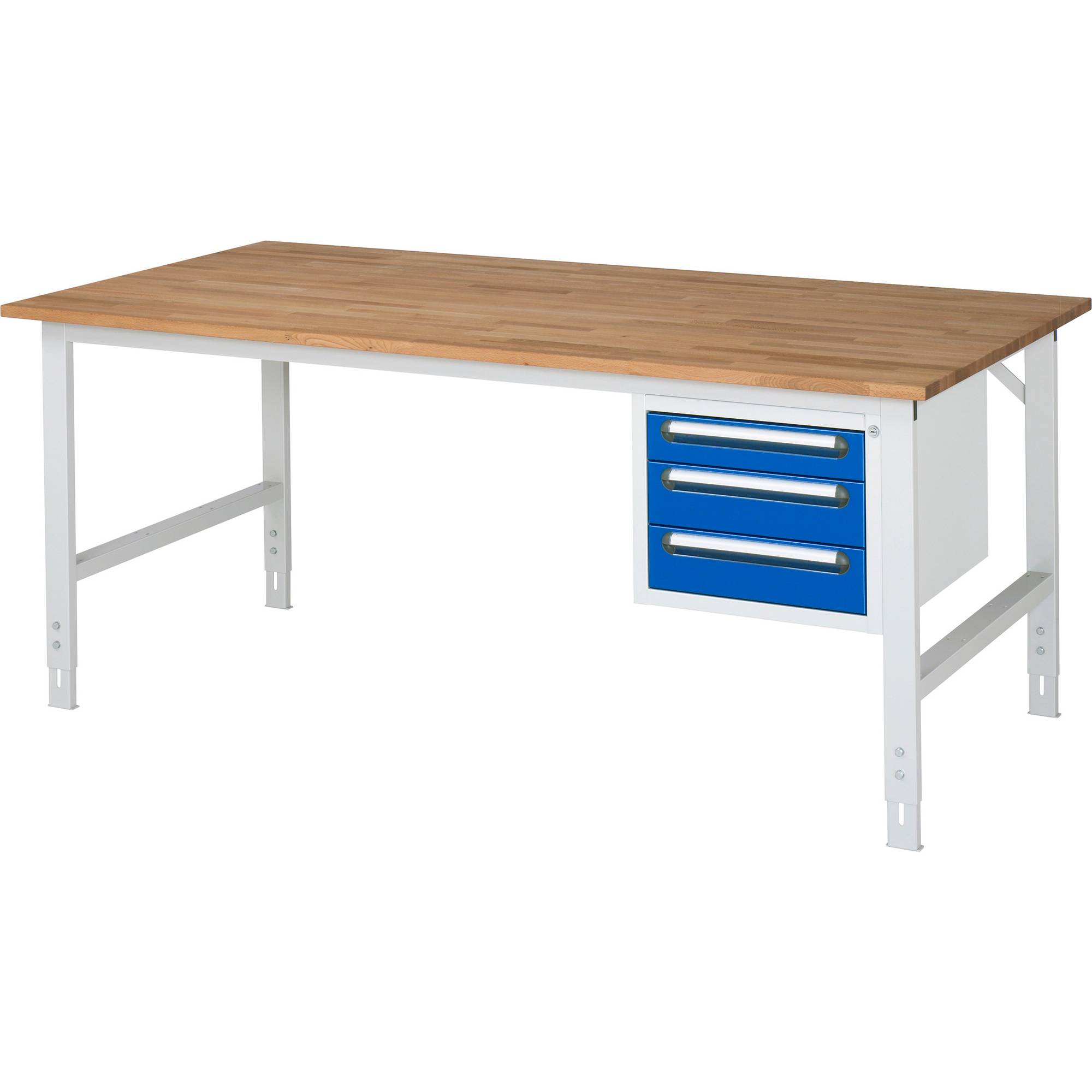Arbeitstisch mit Schubladenschrank Unterbau-Container mit 3 Schubladen 1 x 90 2 x 120 mm BxT 2000 x 1000 mm
