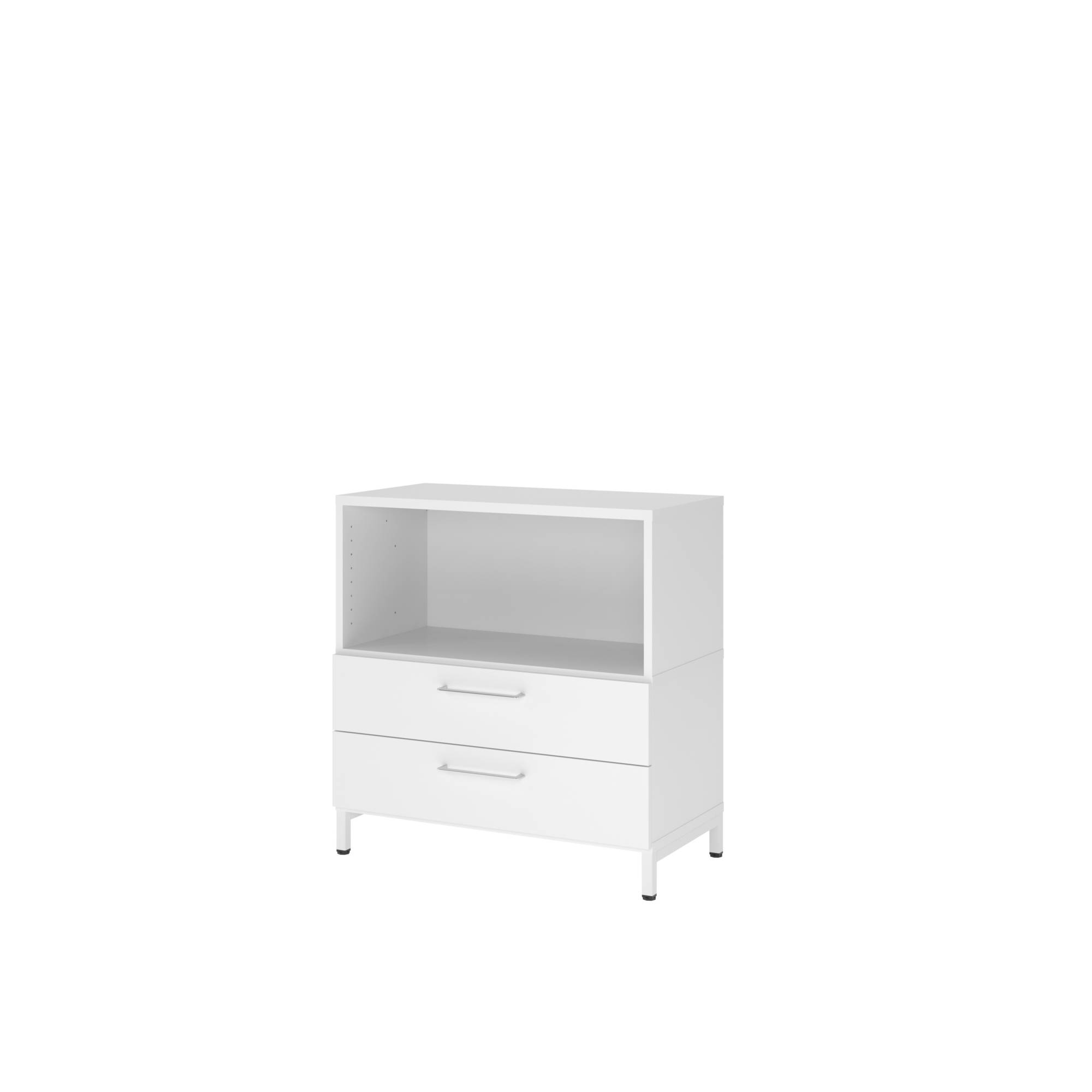 Regal FlexWall 2OH Sockel 2Schübe weiß/weiß