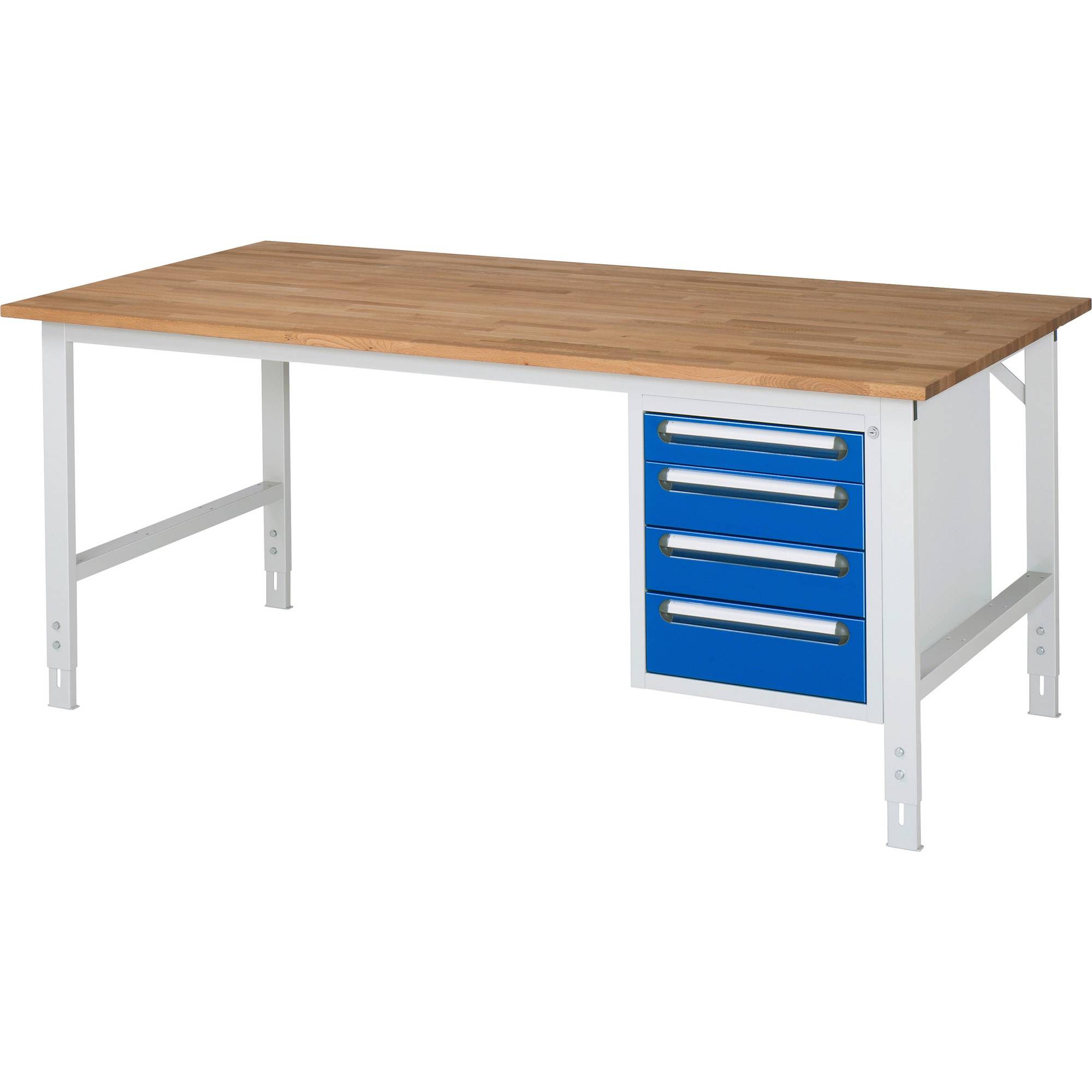 Arbeitstisch mit Schubladenschrank Unterbau-Container mit 4 Schubladen 1 x 90 2 x 120 1 x 140 mm BxT 2000 x