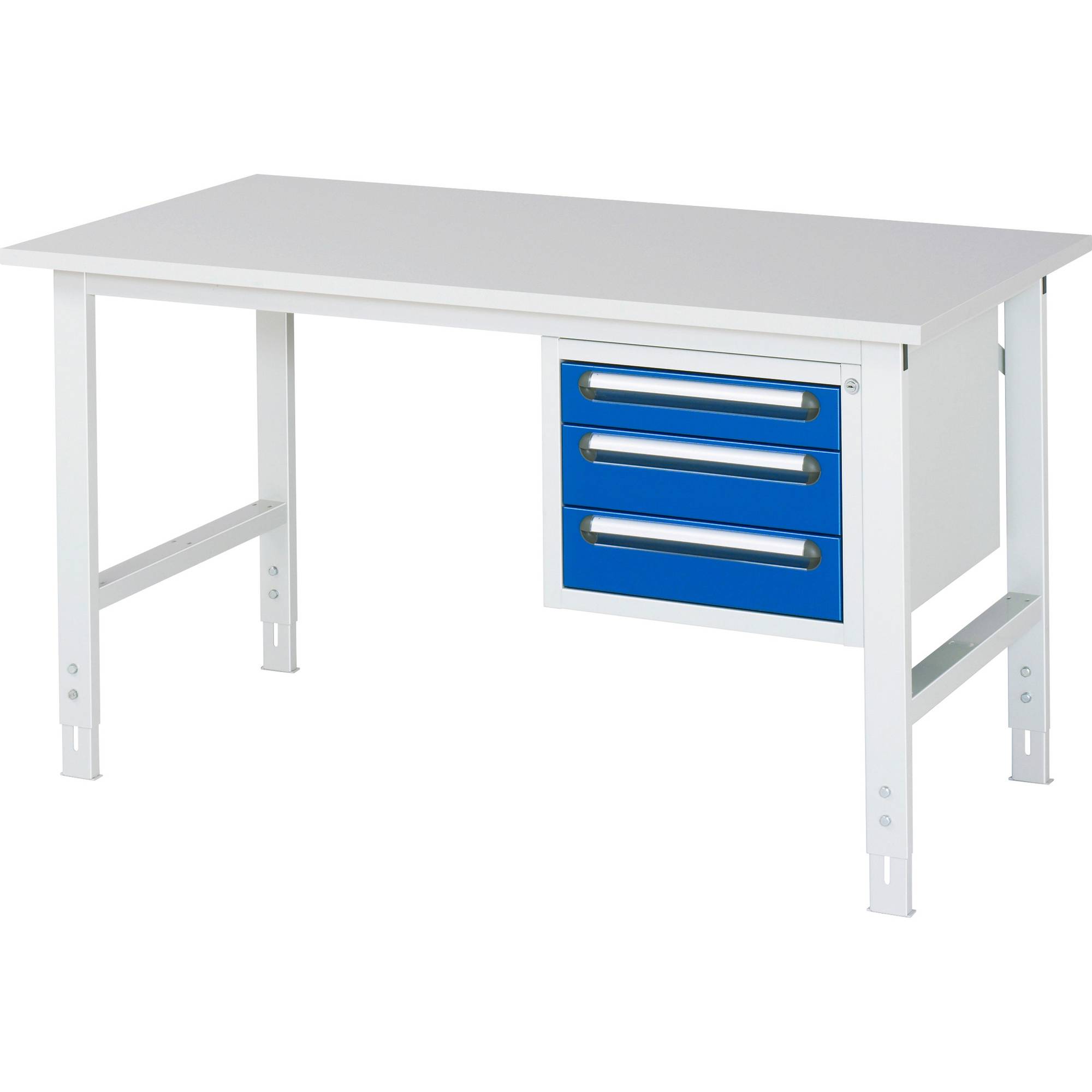 Arbeitstisch mit Schubladenschrank Unterbau-Container mit 3 Schubladen 1 x 90 2 x 120 mm BxT 1500 x 800 mm