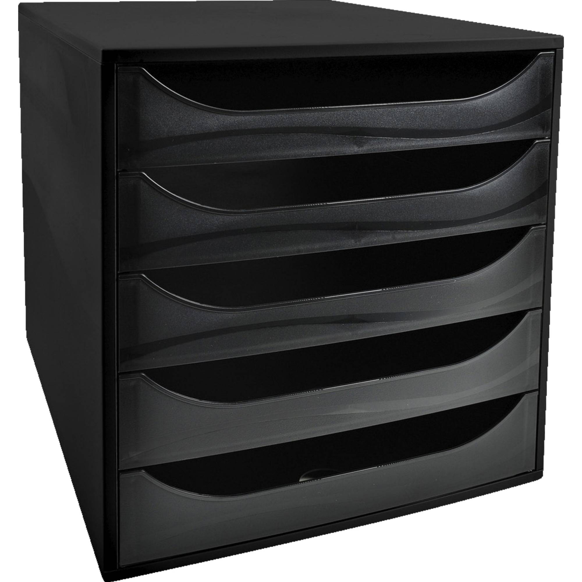 Schubladenbox Ecobox A4+ 5Schübe offen sw/sw
