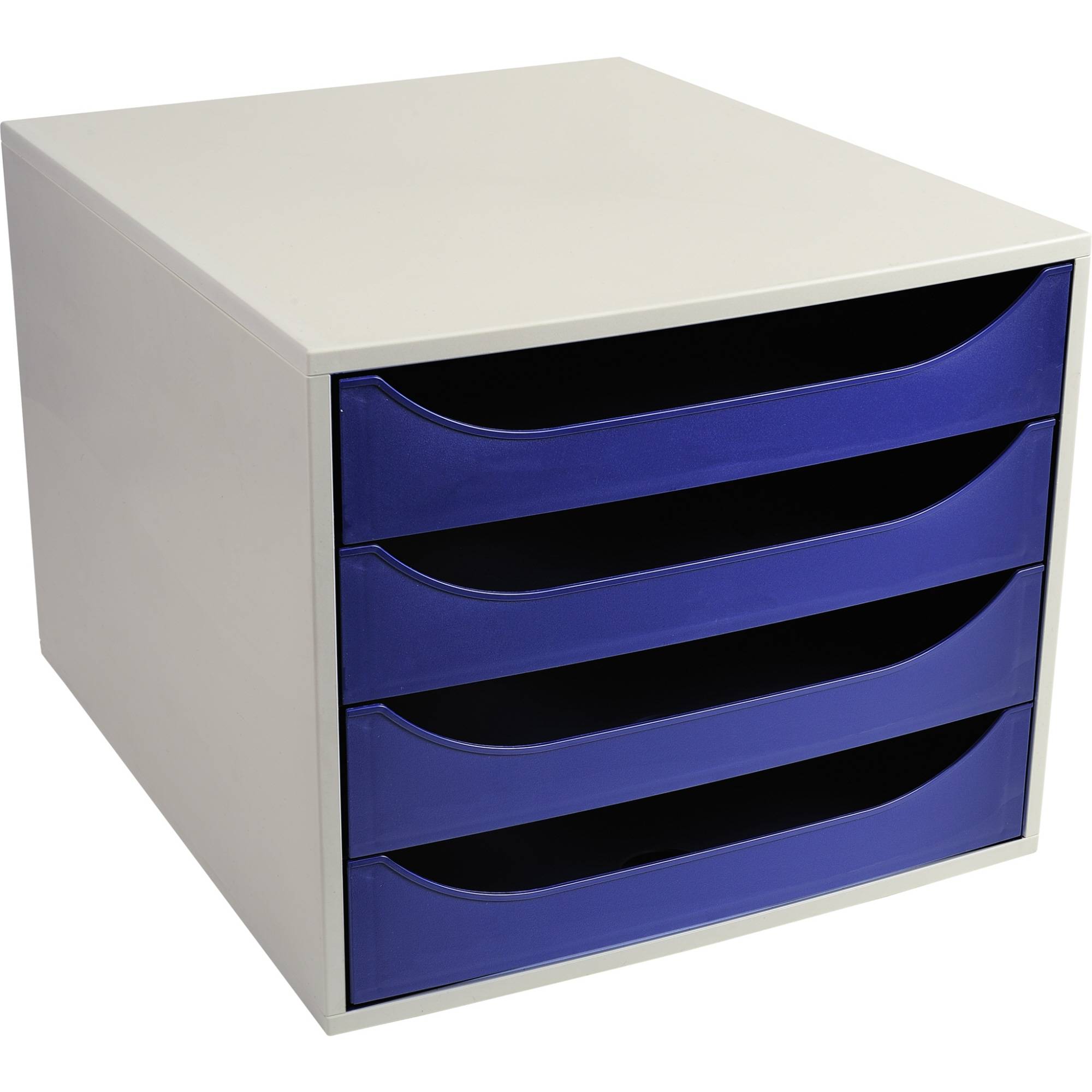 Schubladenbox Ecobox A4+ 4Schübe offen gr/bl