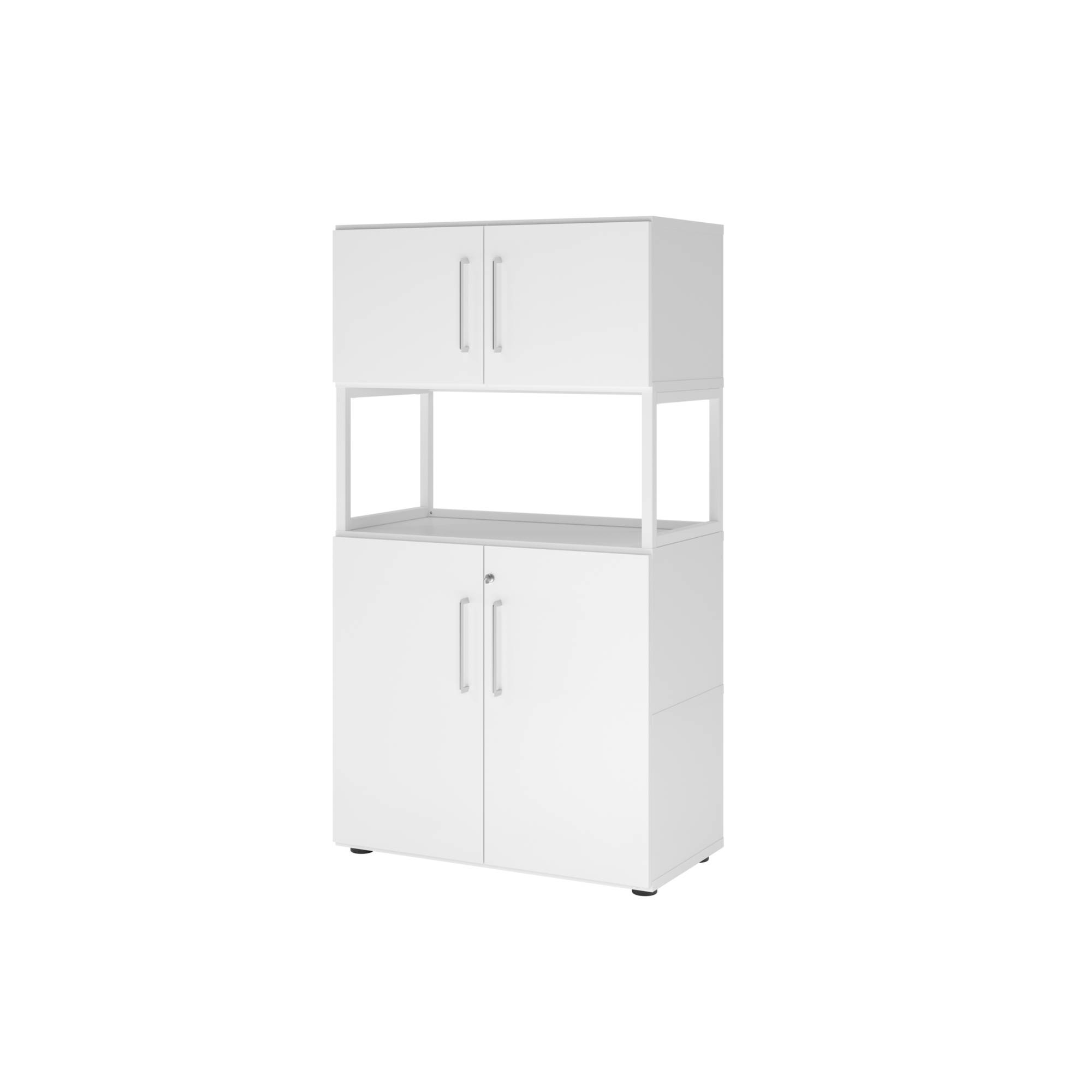 Schrank FlexWall 4OH 1offen weiß/weiß