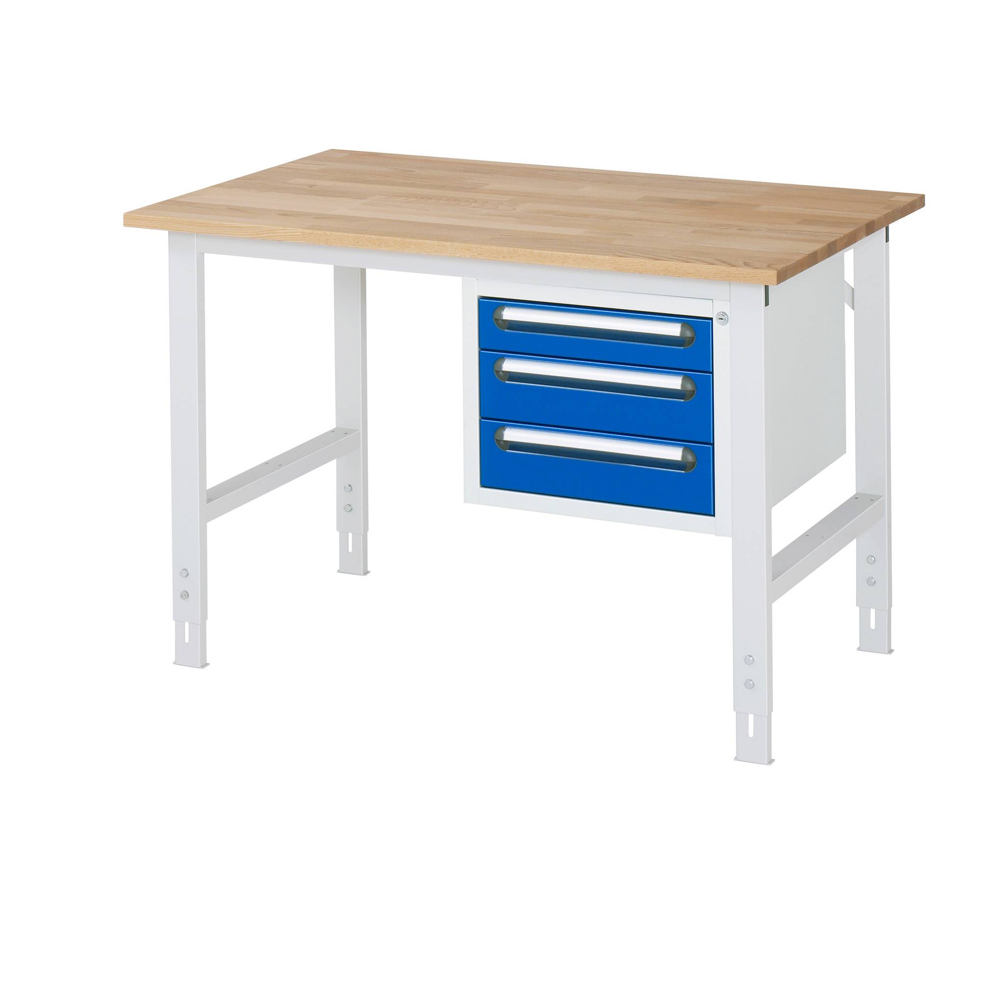 Arbeitstisch mit Schubladenschrank Unterbau-Container mit 3 Schubladen 1 x 90 2 x 120 mm BxT 1250 x 800 mm