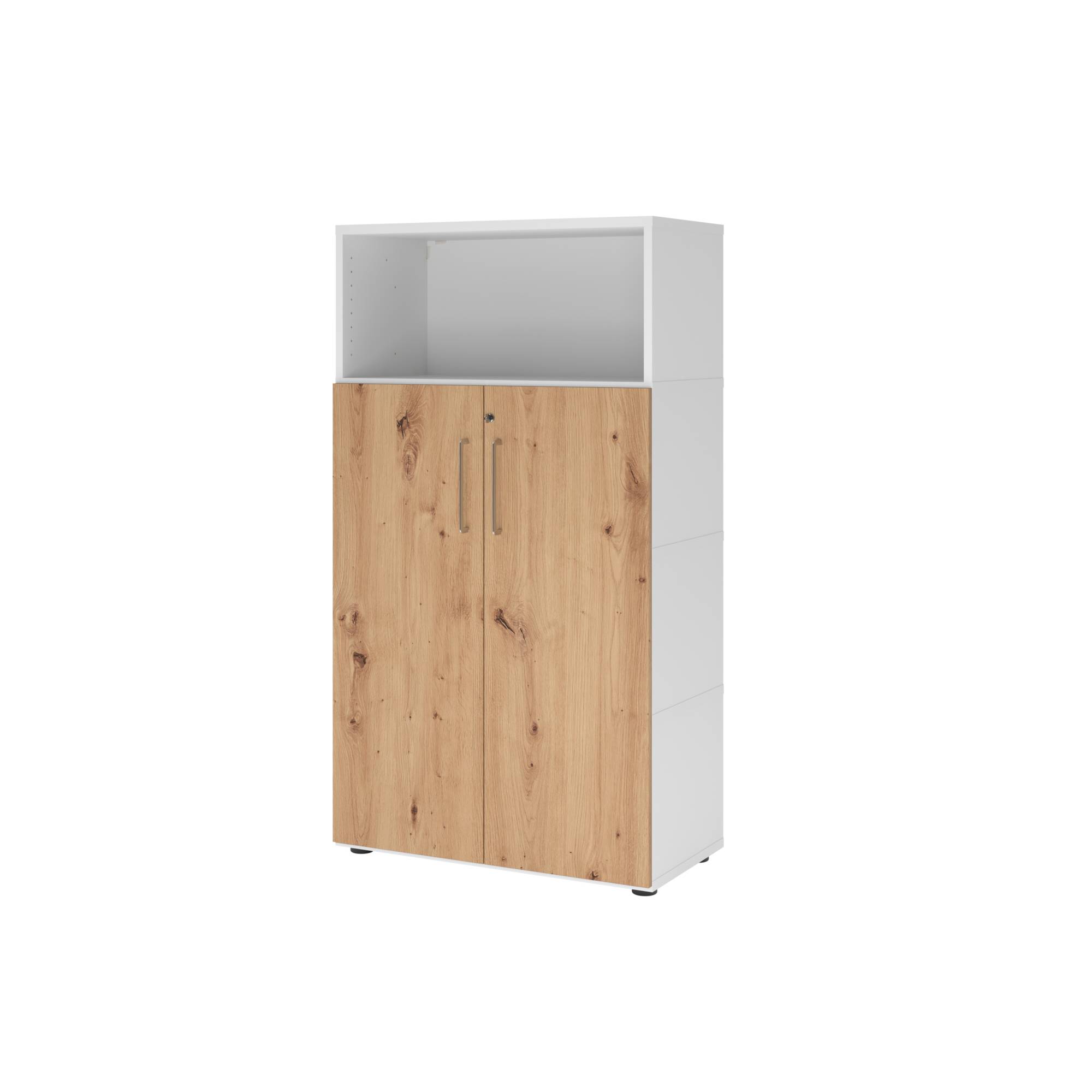 Regal FlexWall 4OH Türen weiß/asteiche