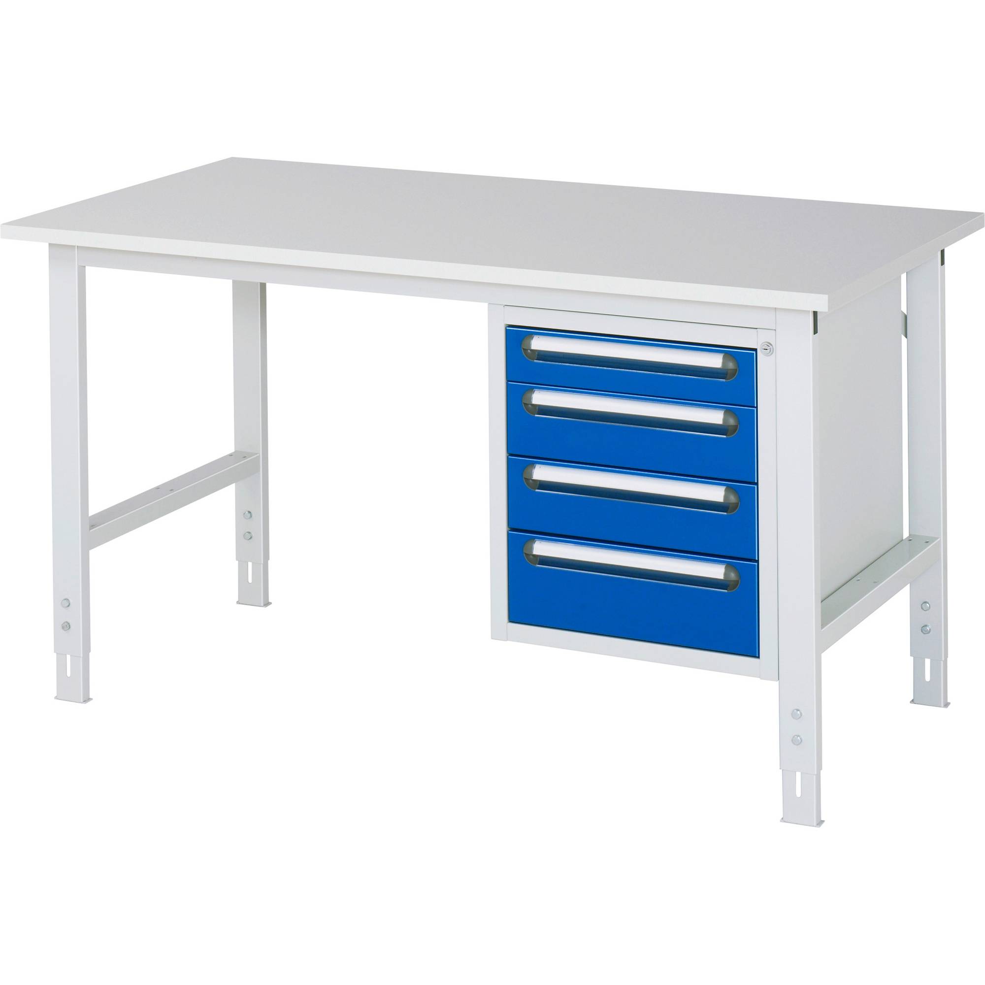 Arbeitstisch mit Schubladenschrank Unterbau-Container mit 4 Schubladen 1 x 90 2 x 120 1 x 140 mm BxT 1500 x 800