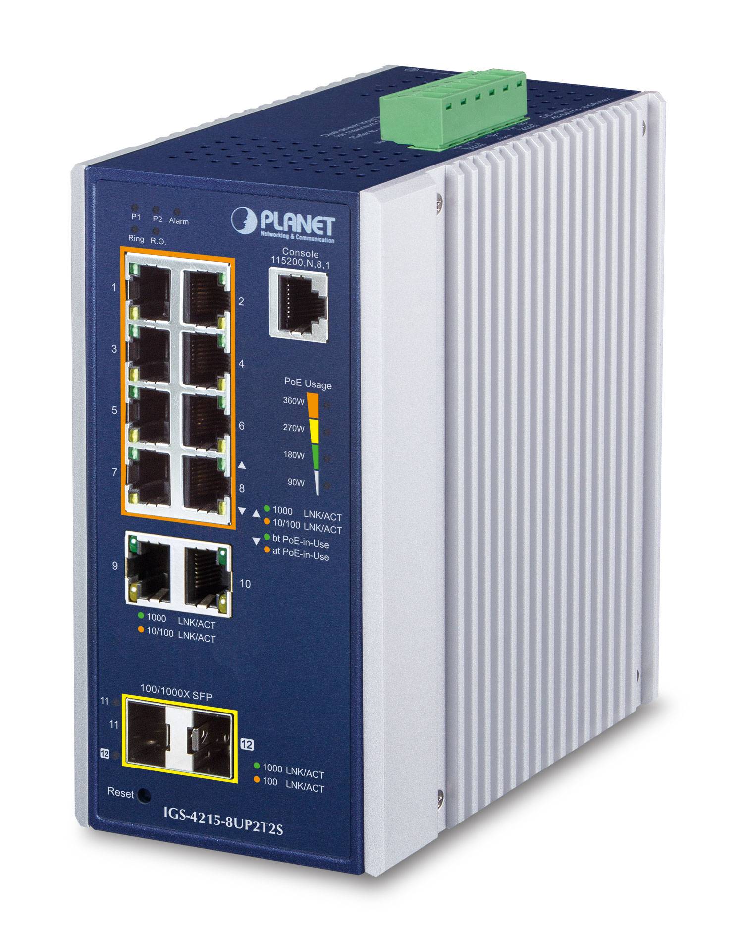 Planet IGS-4215-8UP2T2S - Switch - 1 Gbps8-Port - Voll-Duplex - Power over