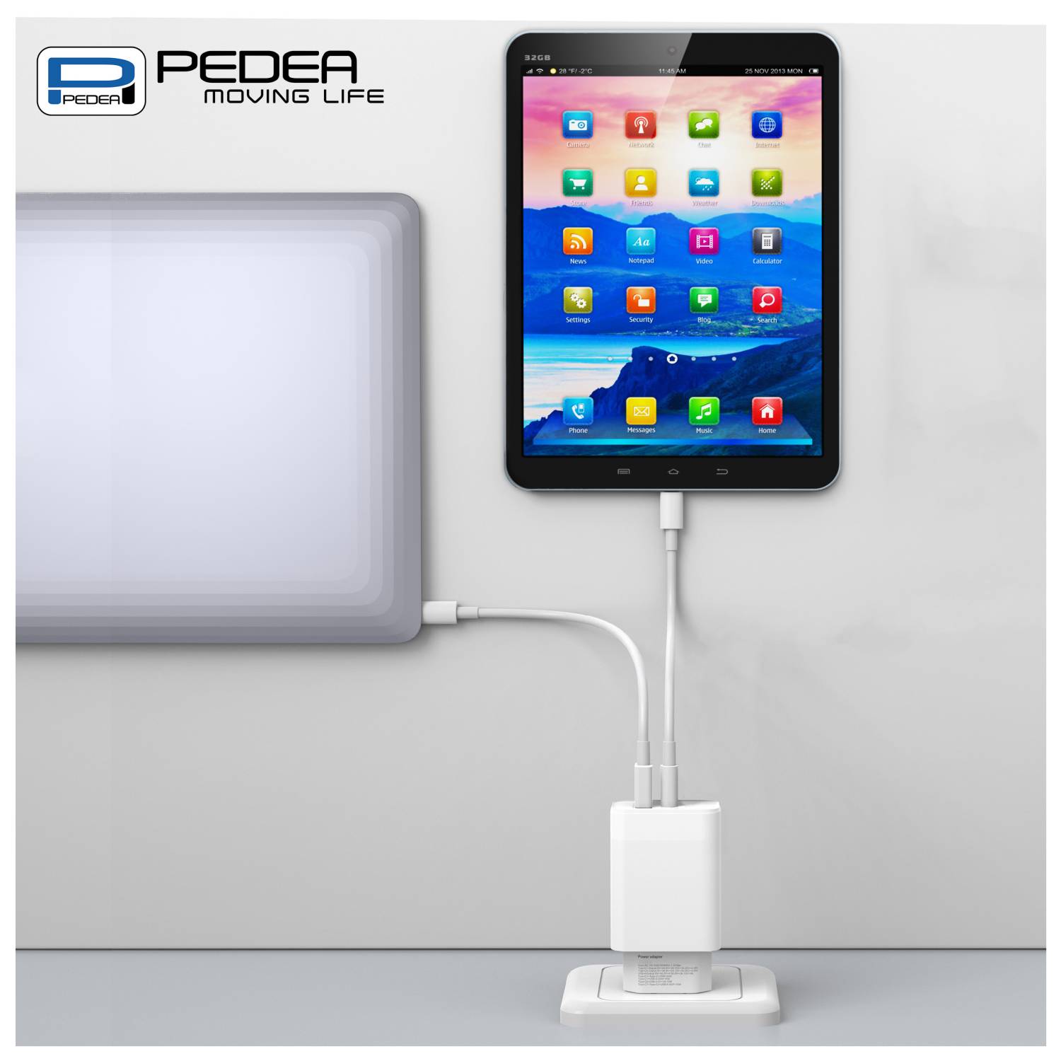 PEDEA Netzteil - dual, mini, travel, 100-240V - 30 watt - 3 A - Fast Charge, PD - 2 Ausgabeanschlussstellen (USB, USB-C)