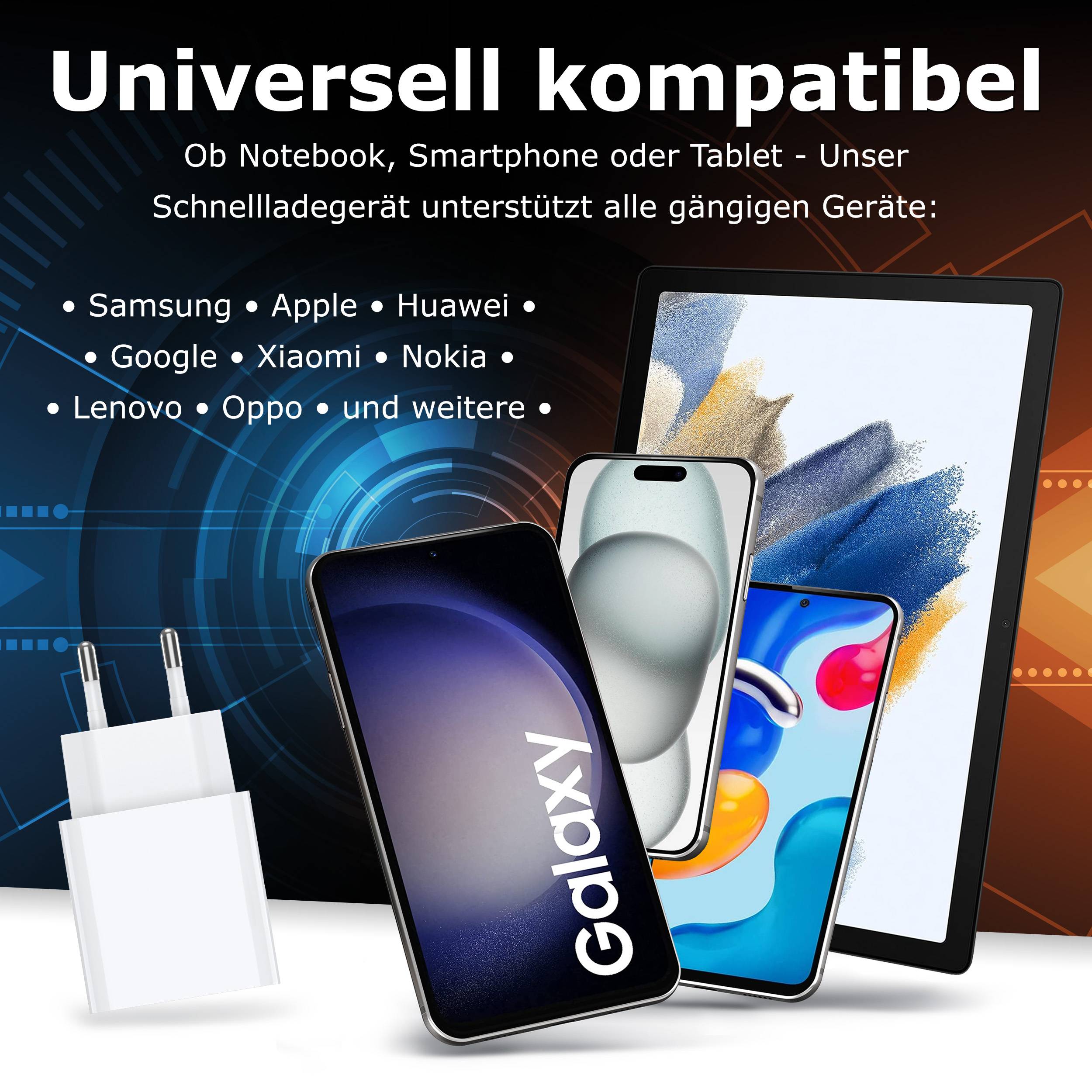 PEDEA Netzteil - dual, mini, travel, 100-240V - 30 watt - 3 A - Fast Charge, PD - 2 Ausgabeanschlussstellen (USB, USB-C)