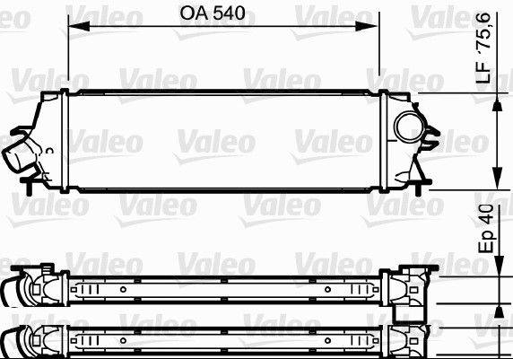 Ladeluftkühler luftgekühlt Aluminium 540 mm - 175 mm VALEO für u.a. OPEL VIVARO