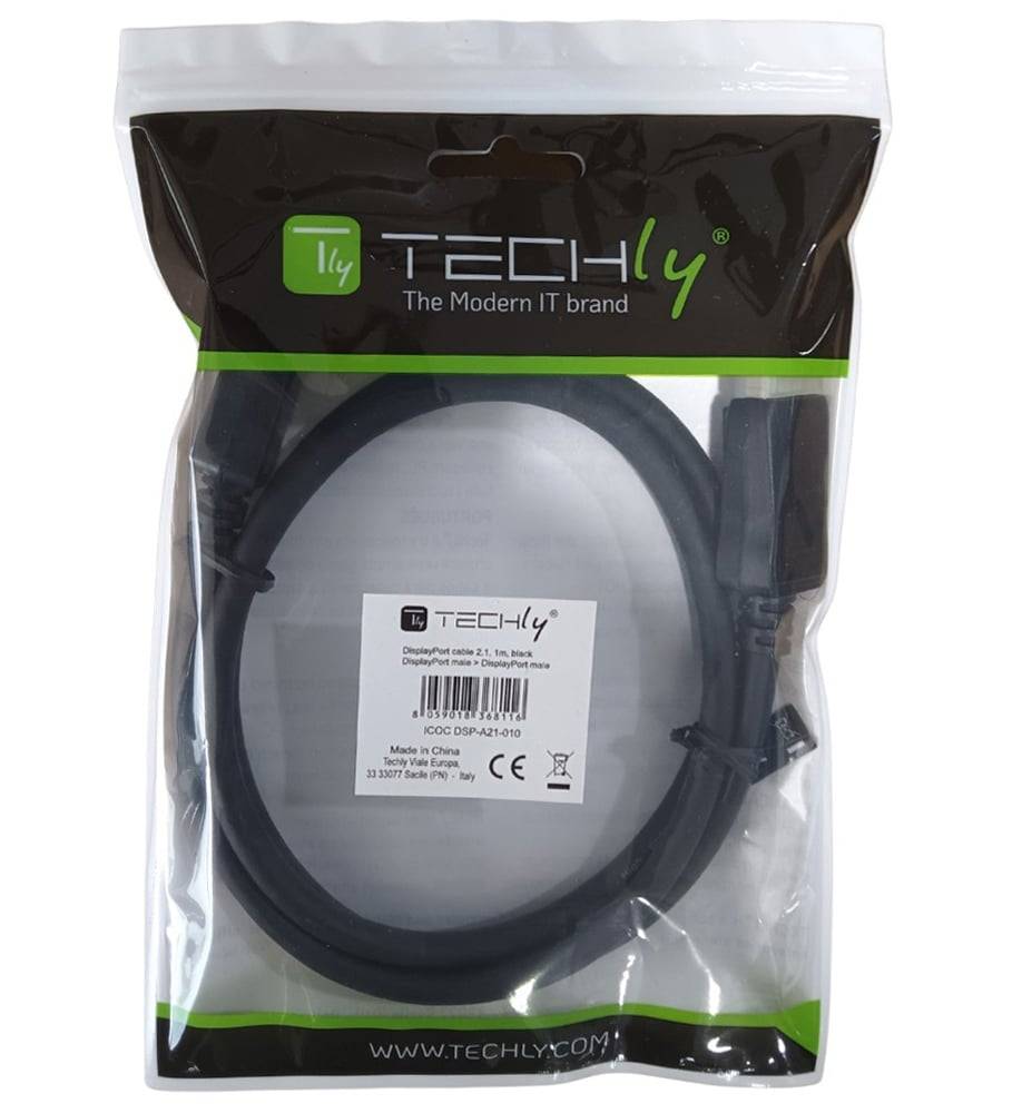 Techly Displayport 2.1 Audio/Video Kabel 4k 2m schwarz Audio/Multimedia Digital/Daten Digital/Display/Video