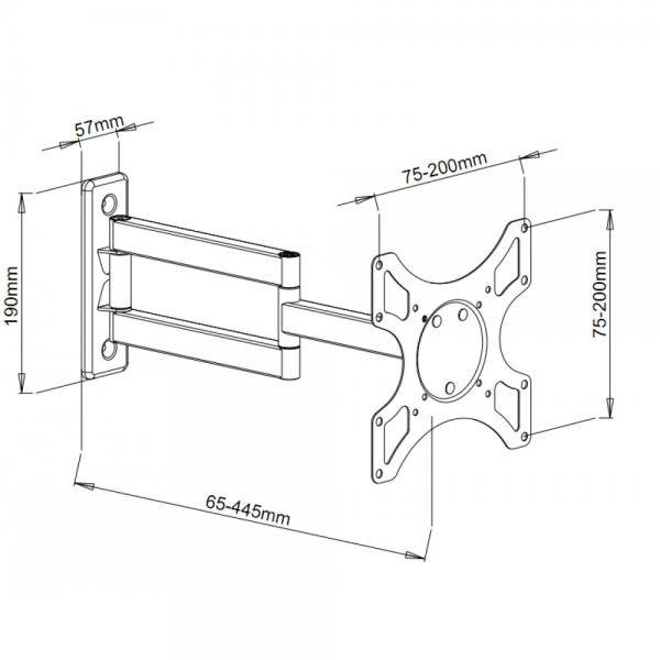 Techly Wandhalterung 19-37" LCD/LED/Plasma 3Gelenke bicolor
