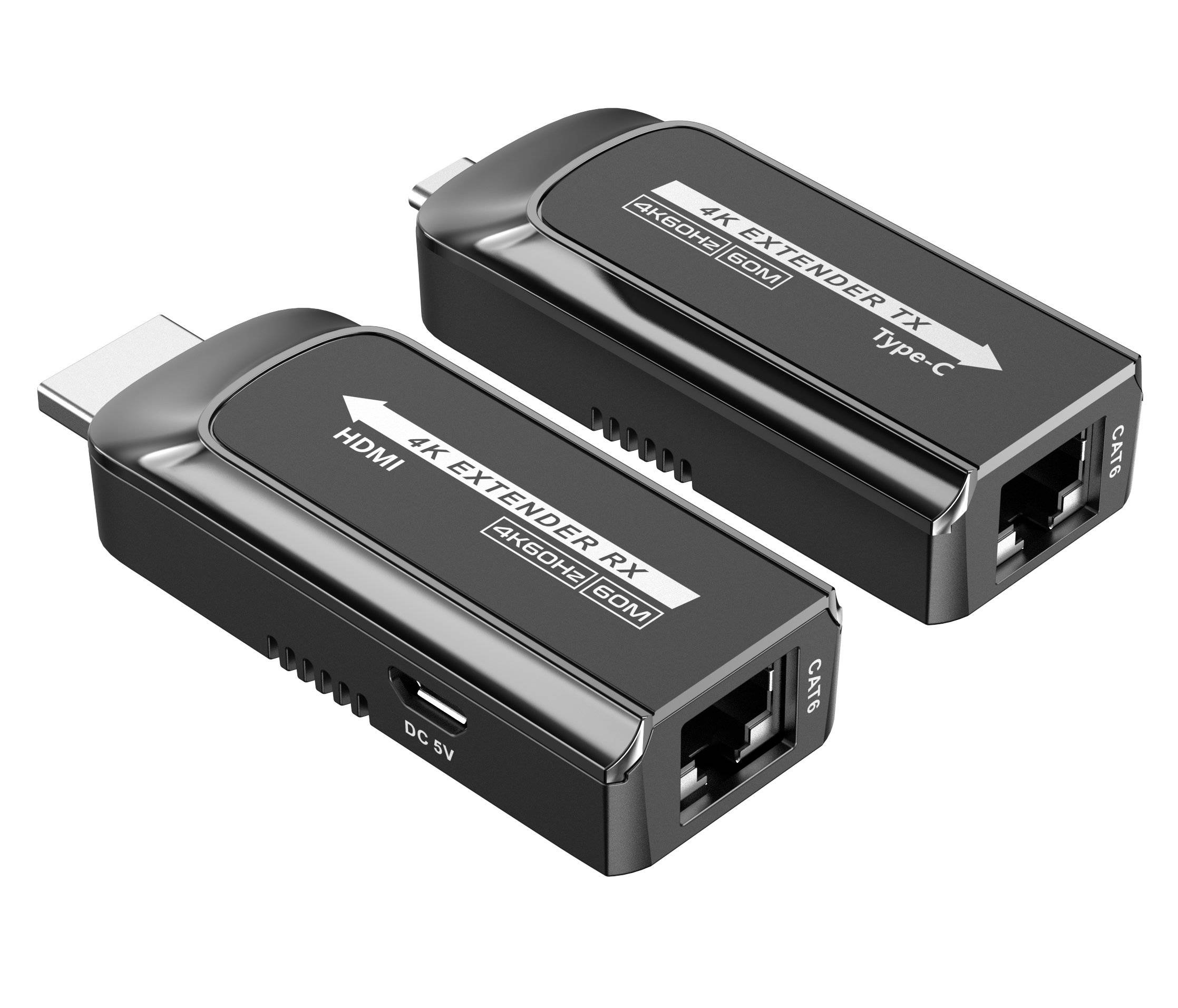 Techly USB-C auf HDMI 4k 120Hz Extender, über Cat.6/6A/7-Kabel 60m Multimedia Extender