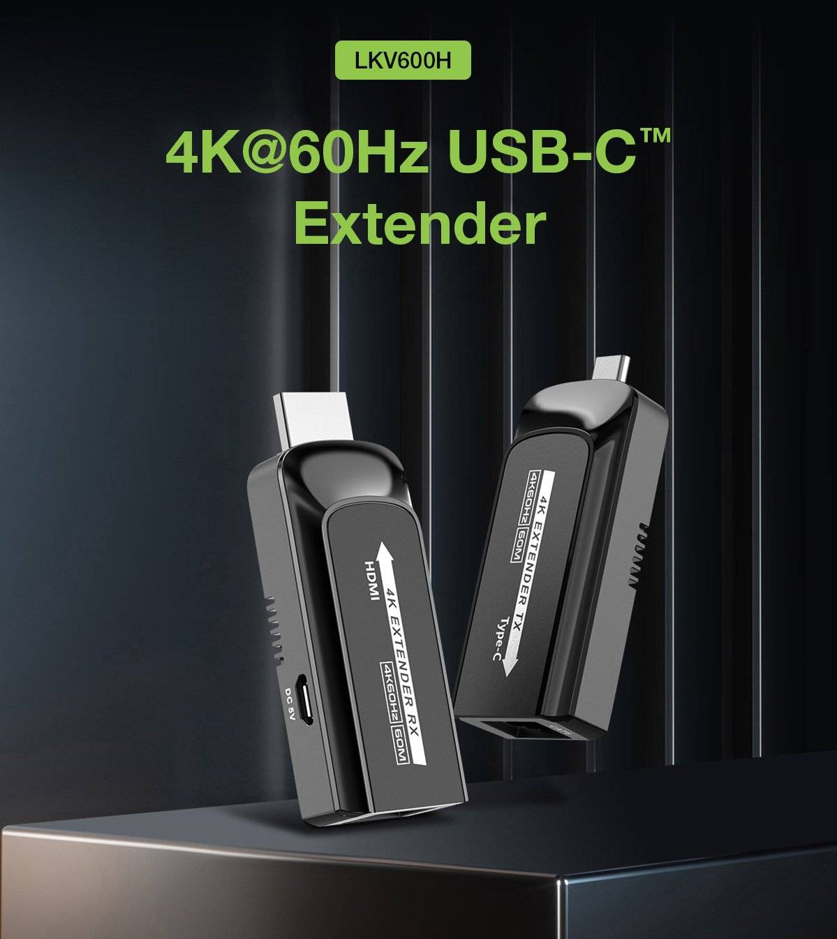 Techly USB-C auf HDMI 4k 120Hz Extender, über Cat.6/6A/7-Kabel 60m Multimedia Extender