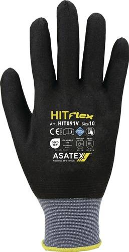 Handschuhe Hit Flex V Gr.10 schwarz 3 Faden-Trägergewebe EN 388 Kat.II