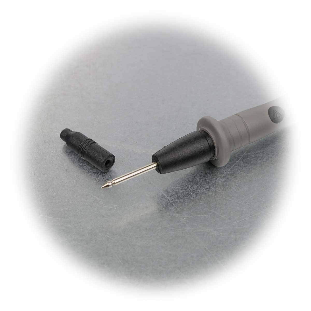 McPower Prüfspitze 4mm-Sicherheitskupplung, 2mm Spitze, CAT III, bis 1.000V, 10A, schwarz