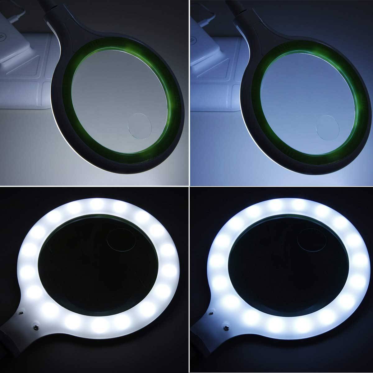 Lupenleuchte McShine "LL-52", 36 LEDs, Tisch- und Klemmleuchte, dimmbar, Kunststoff