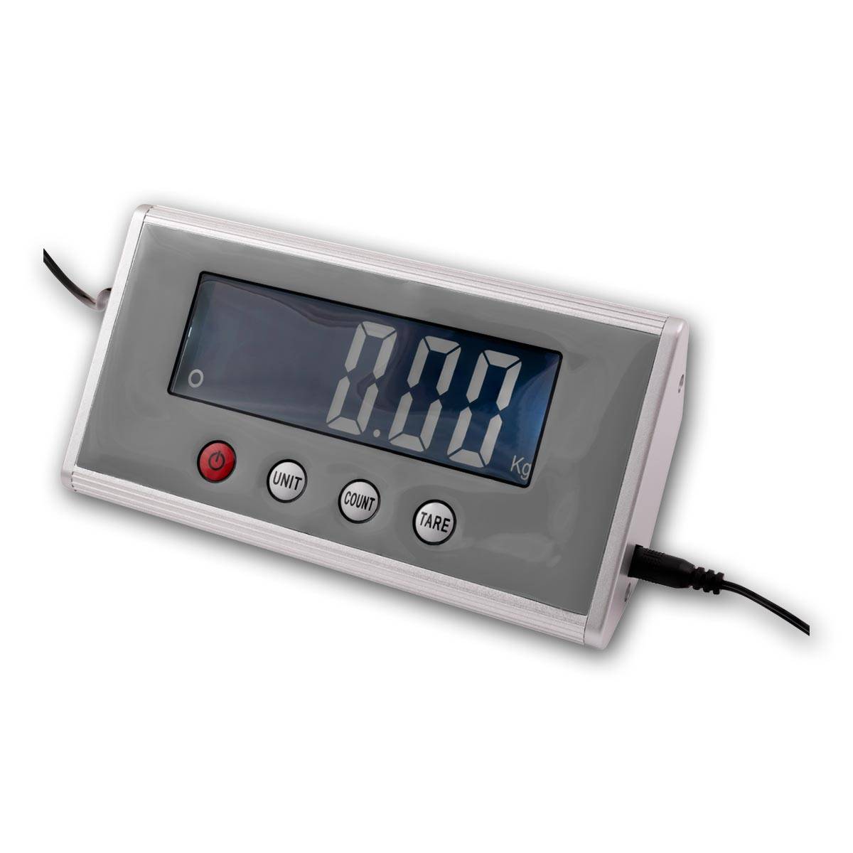 McPower Tischwaage, separate LCD-Anzeige, Tare, Zählfunktion, 27x27cm Edelstahl-Platte, bis 200 kg