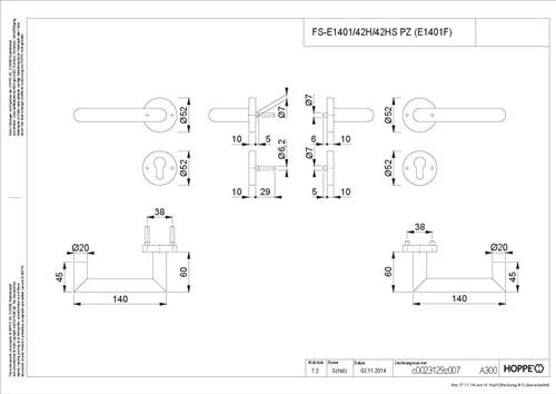 FS-Garnitur Rotterdam FS-E1401/42H/42HS VA F69 VA ma D/D TS 40-65mm PZ rd.