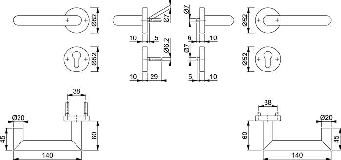 FS-Garnitur Rotterdam FS-E1401/42H/42HS VA F69 VA ma D/D TS 40-65mm PZ rd.