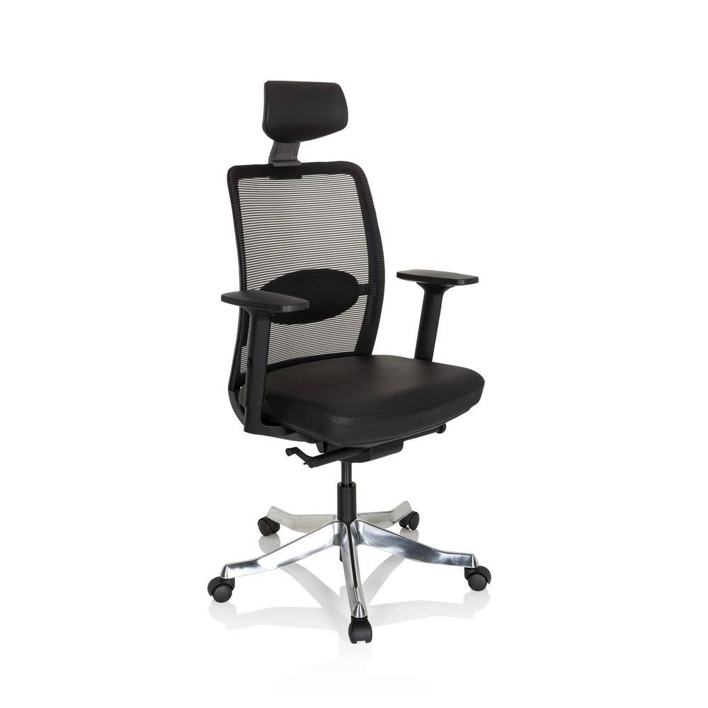 Bürostuhl Drehstuhl SENATOR PRO Netzstoff Leder schwarz hjh OFFICE