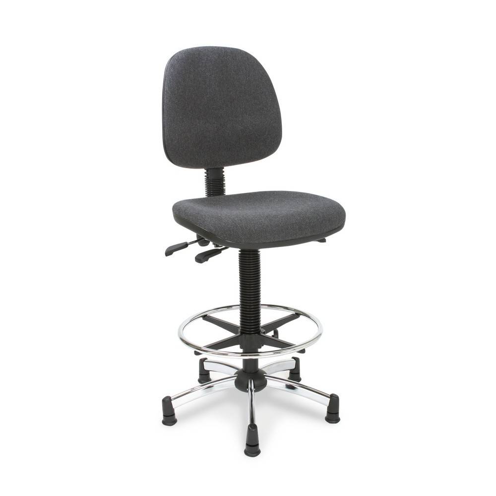 Arbeitsstuhl Modell 8445, 520-720mm, Gleiter, Alu-Fußkreuz, Fußring, Kunstleder-Sitz Schwarz