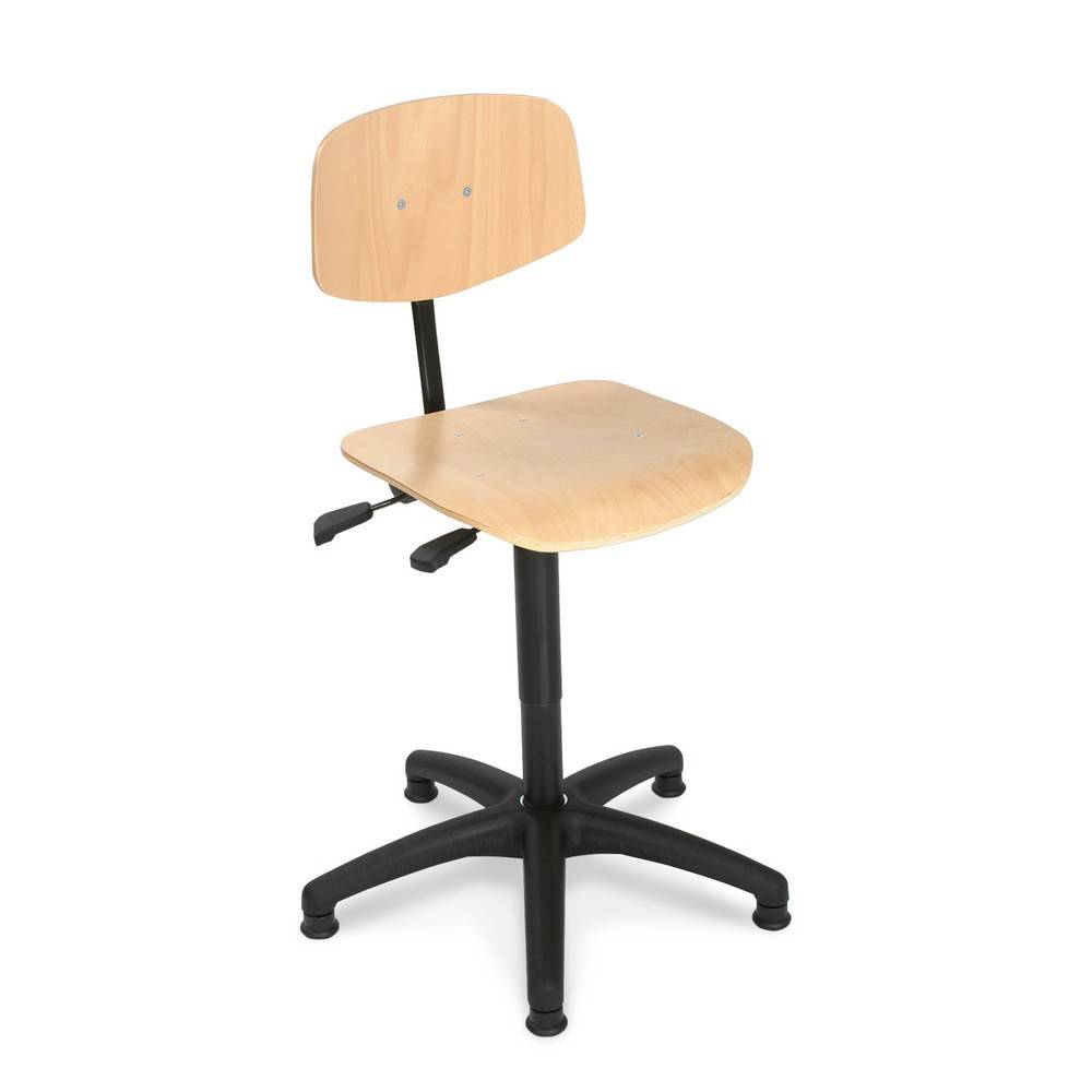 Arbeitsstuhl Modell 8530, 450-650mm, Rollen, Kunststoff-Fußkreuz, Buche-Sitz Buche
