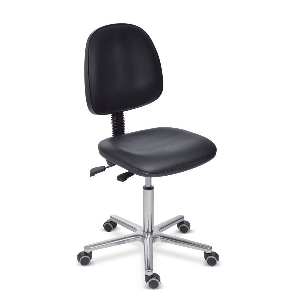 Arbeitsstuhl Modell 8540, 460-660mm, Rollen, Kunststoff-Fußkreuz, Kunstleder-Sitz Schwarz