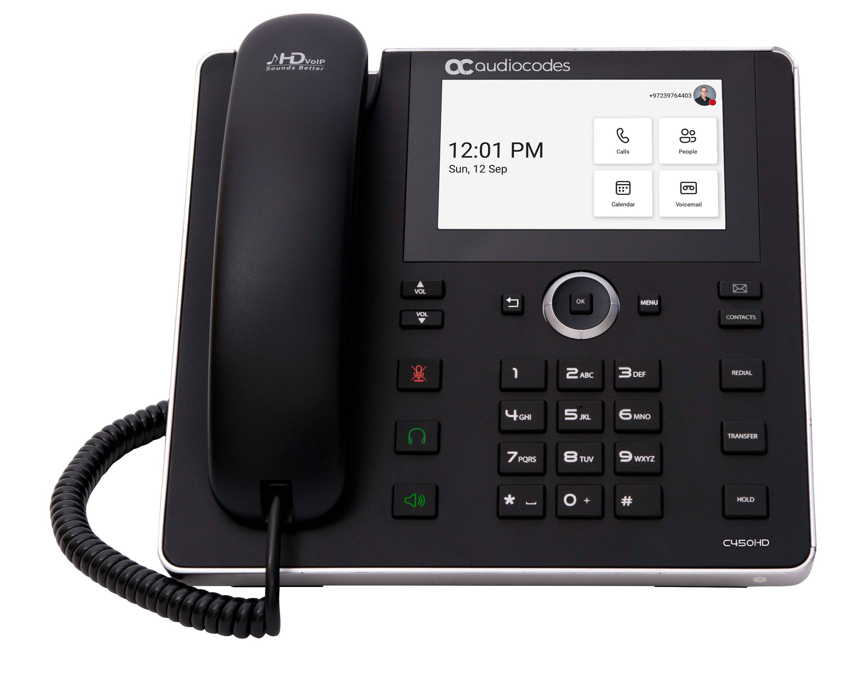 AudioCodes C450HD, IP-Telefon, Schwarz, Kabelgebundenes Mobilteil, SIP-Info, 8 Zeilen, Tasten