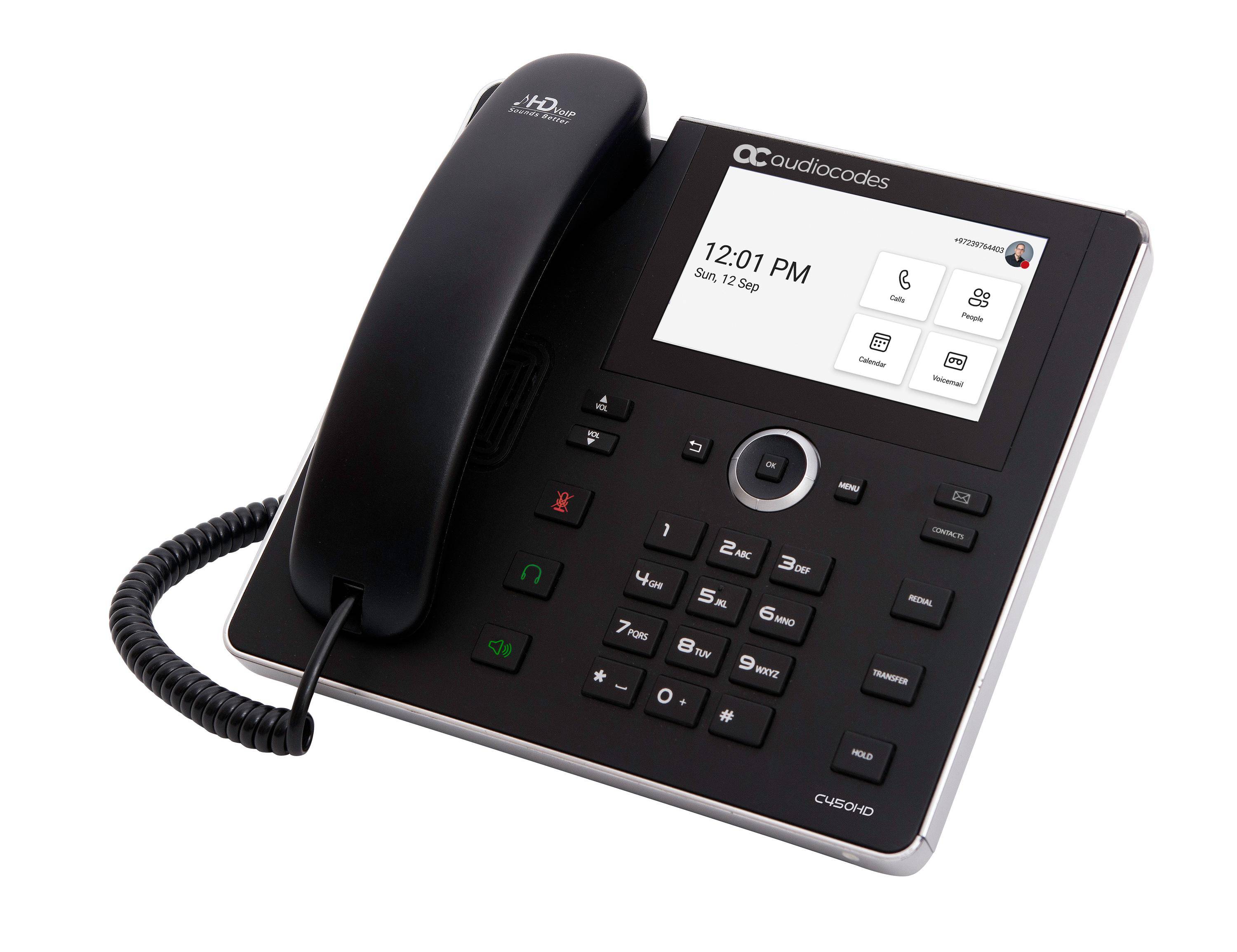 AudioCodes C450HD, IP-Telefon, Schwarz, Kabelgebundenes Mobilteil, SIP-Info, 8 Zeilen, Tasten