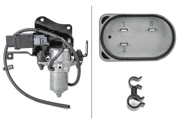 HELLA 8TG 009 428-401 Unterdruckpumpe, Bremsanlage - 12V - 3-polig - elektrisch - mit Halter