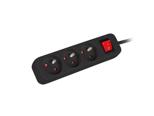 Lanberg PS1-03E-0150-BK, 1,5 m, Drinnen, Typ E, Schwarz, 3 AC-Ausgänge, 2500 W