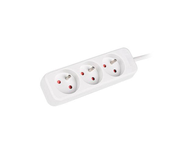 Lanberg PS0-03E-0300-W - 3 m - 3 AC-Ausgänge - Indoor - Typ E (FR) - Weiß - 10 A
