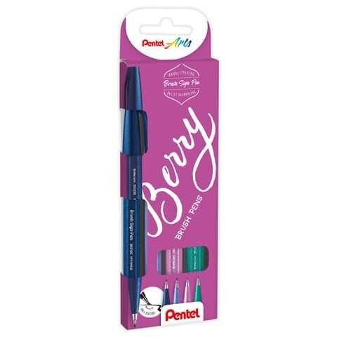 Kalligrafiestift Sign Pen Brush - Pinselspitze, 4er Berry-Set