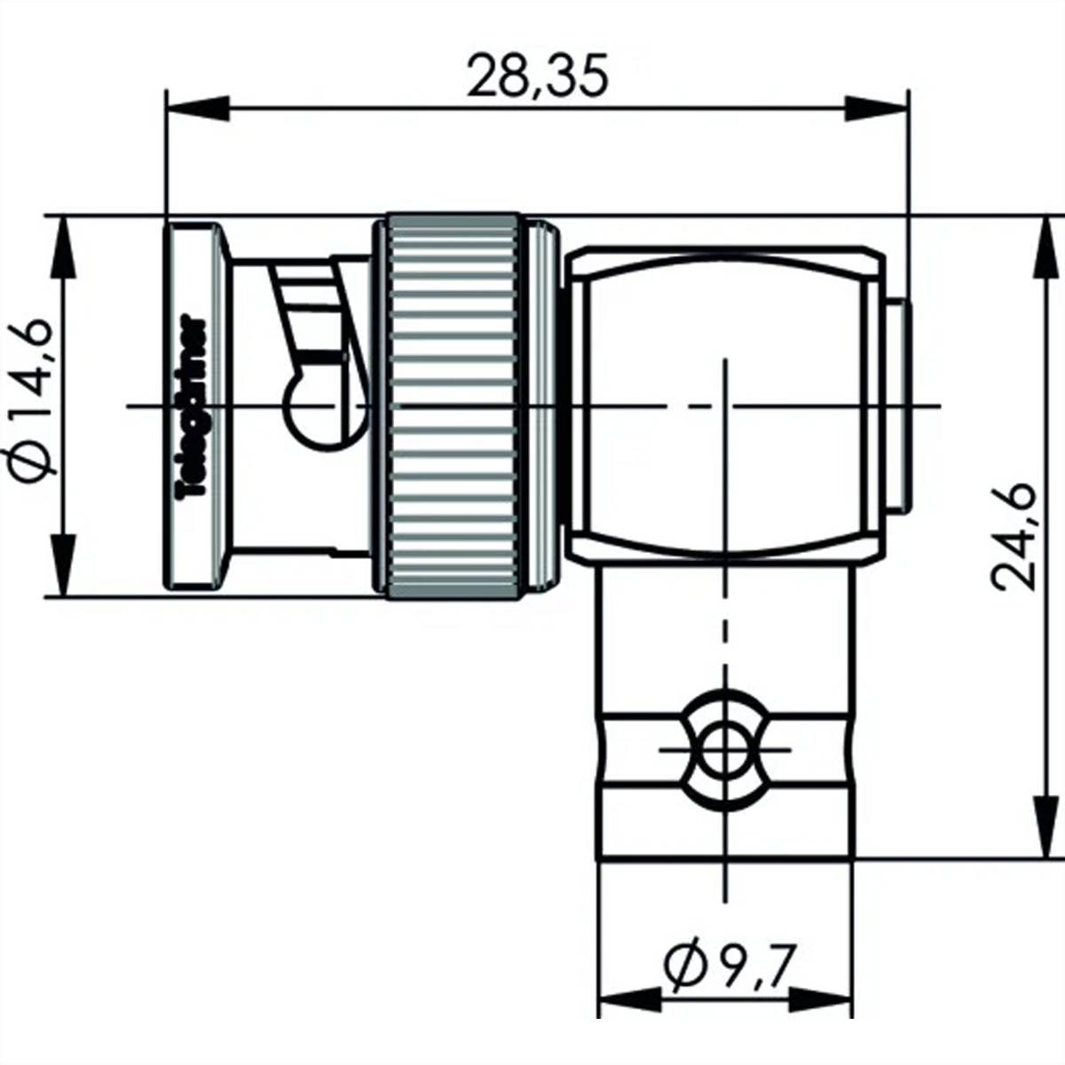 Telegärtner J01004A0617 BNC-Verbinder 50 Ohm gewinkelt Stift / Buchse